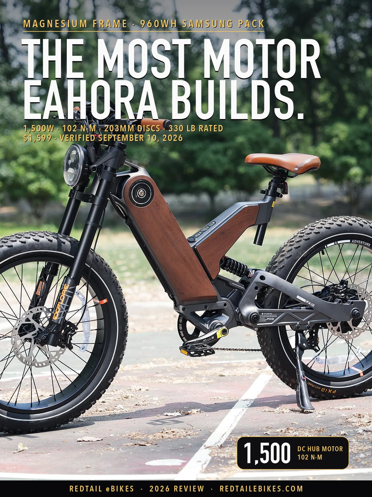 Eahora P5 II parked on a basketball court in a park at midday, no rider