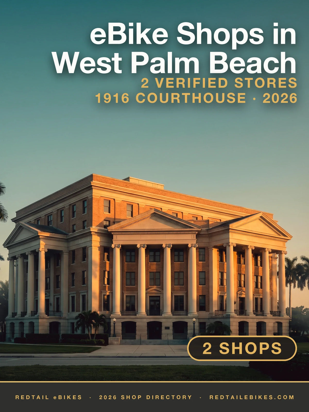 1916 Palm Beach County Courthouse in West Palm Beach in late golden-hour light