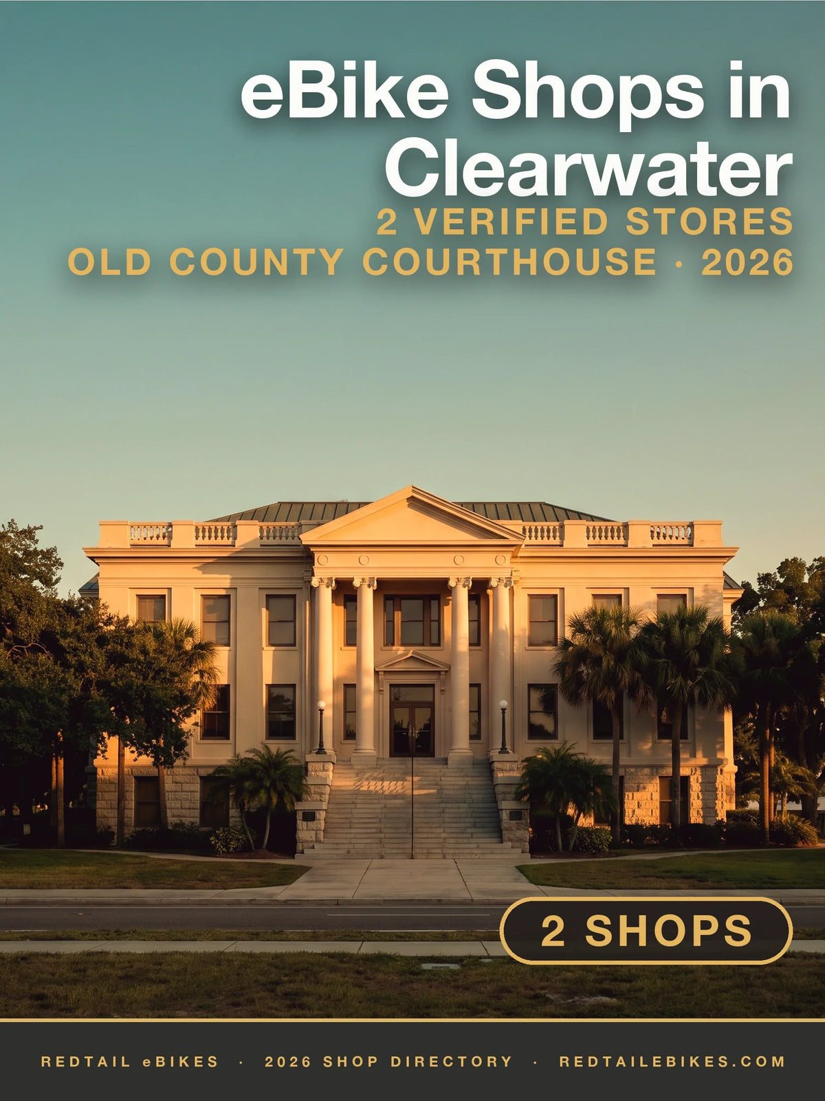 The Old Pinellas County Courthouse in downtown Clearwater at golden hour