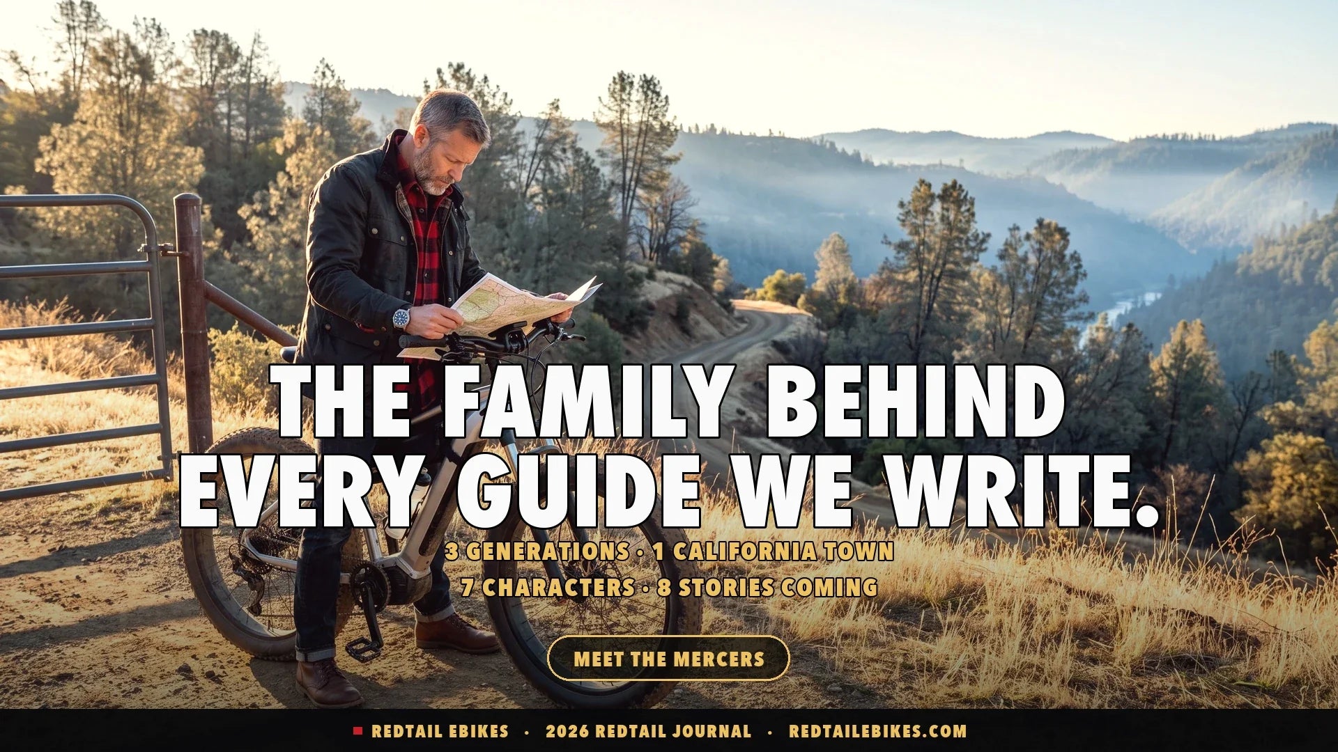 Jack Mercer stopped at a fire-road gate above the American River canyon, reading a paper map spread across the handlebars of a fat-tire electric bike