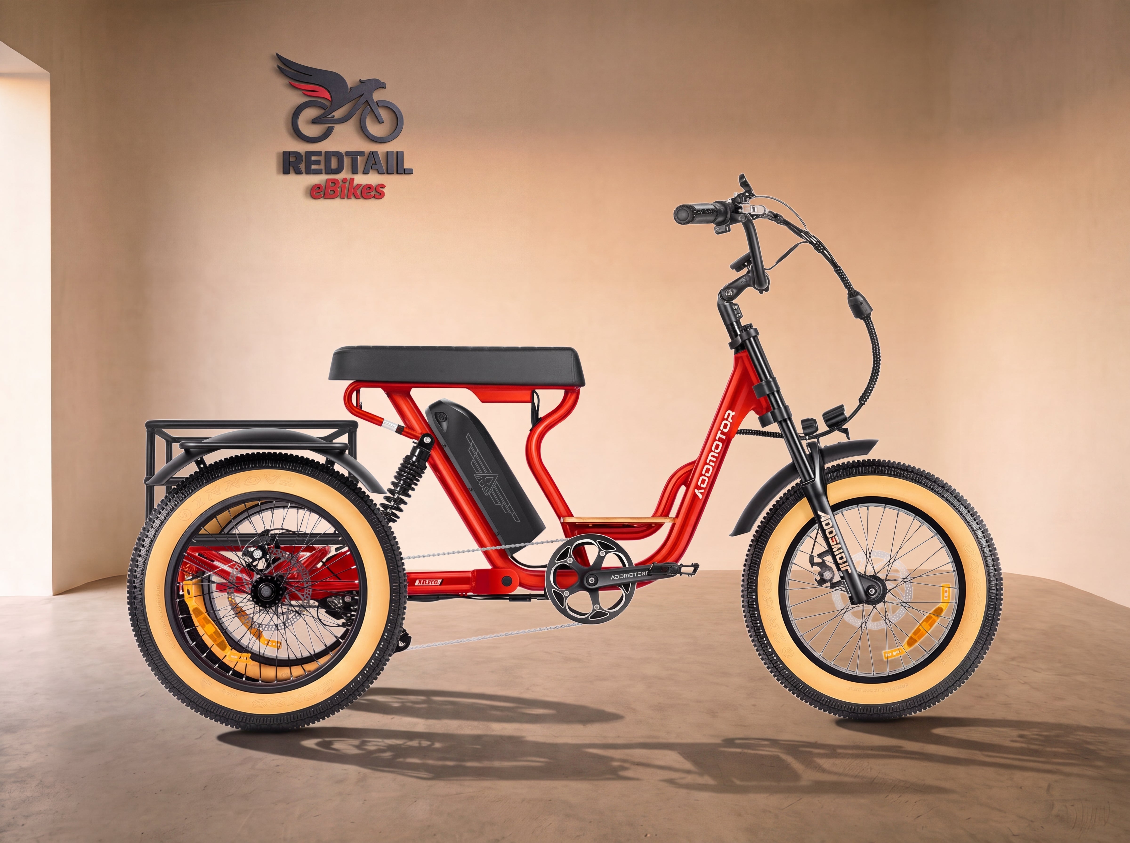 Addmotor Soletri II M-366X / Herotri II M-365X Full-Suspension eTrike — Redtail studio cover