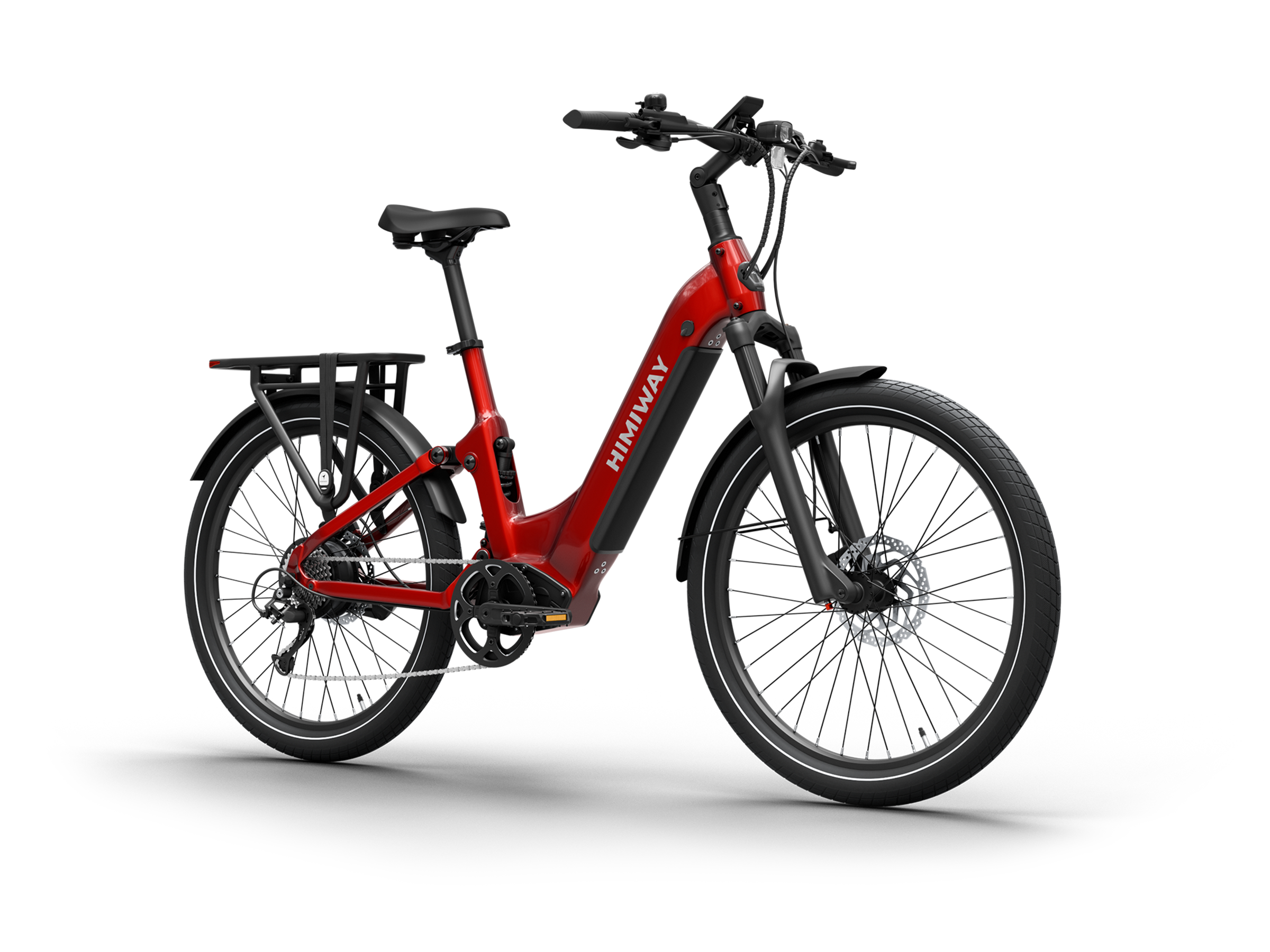 Himiway A7 Commuter eBike – Red – front three-quarter left view