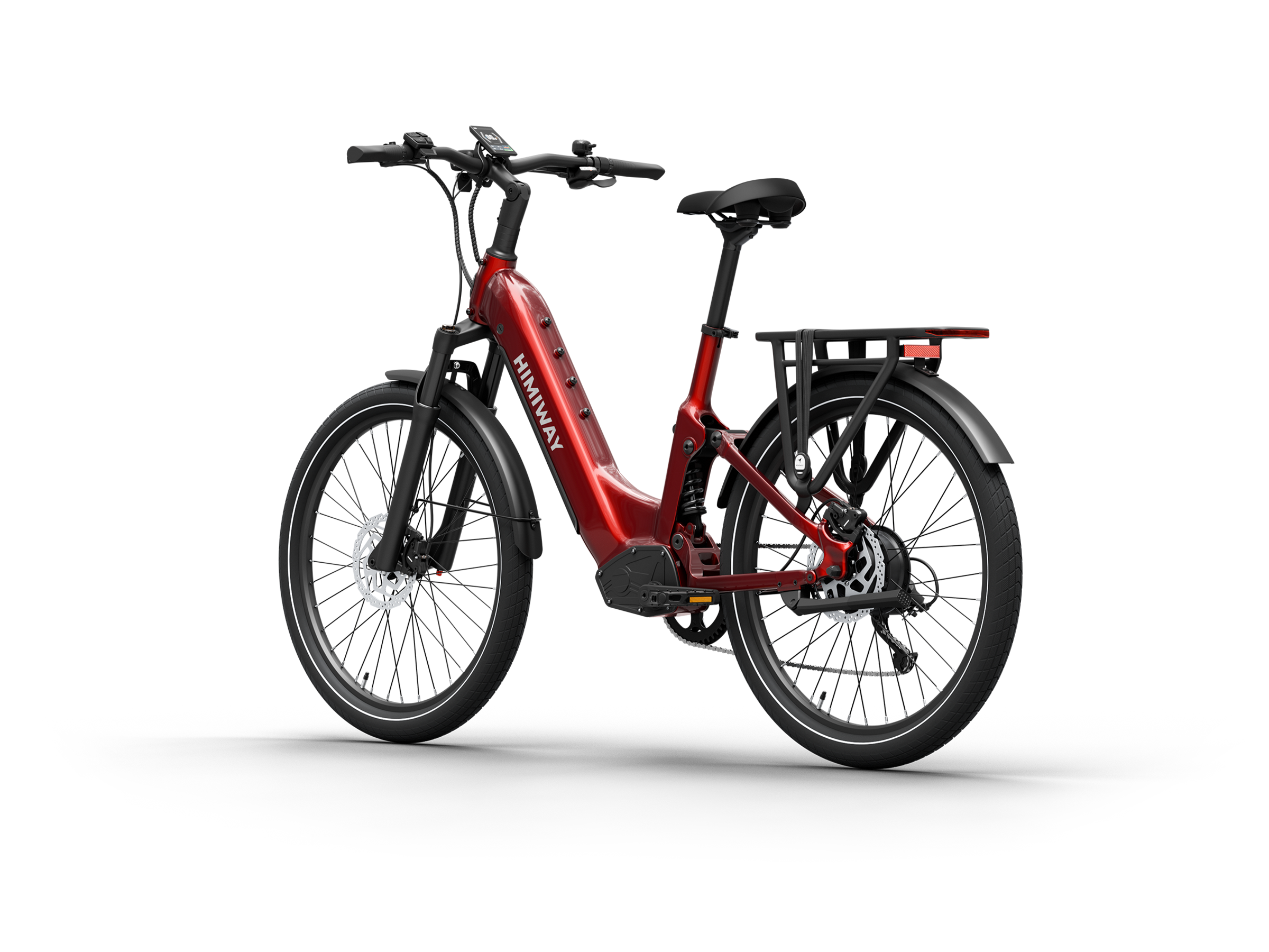 Himiway A7 Commuter eBike – Red – front three-quarter left view