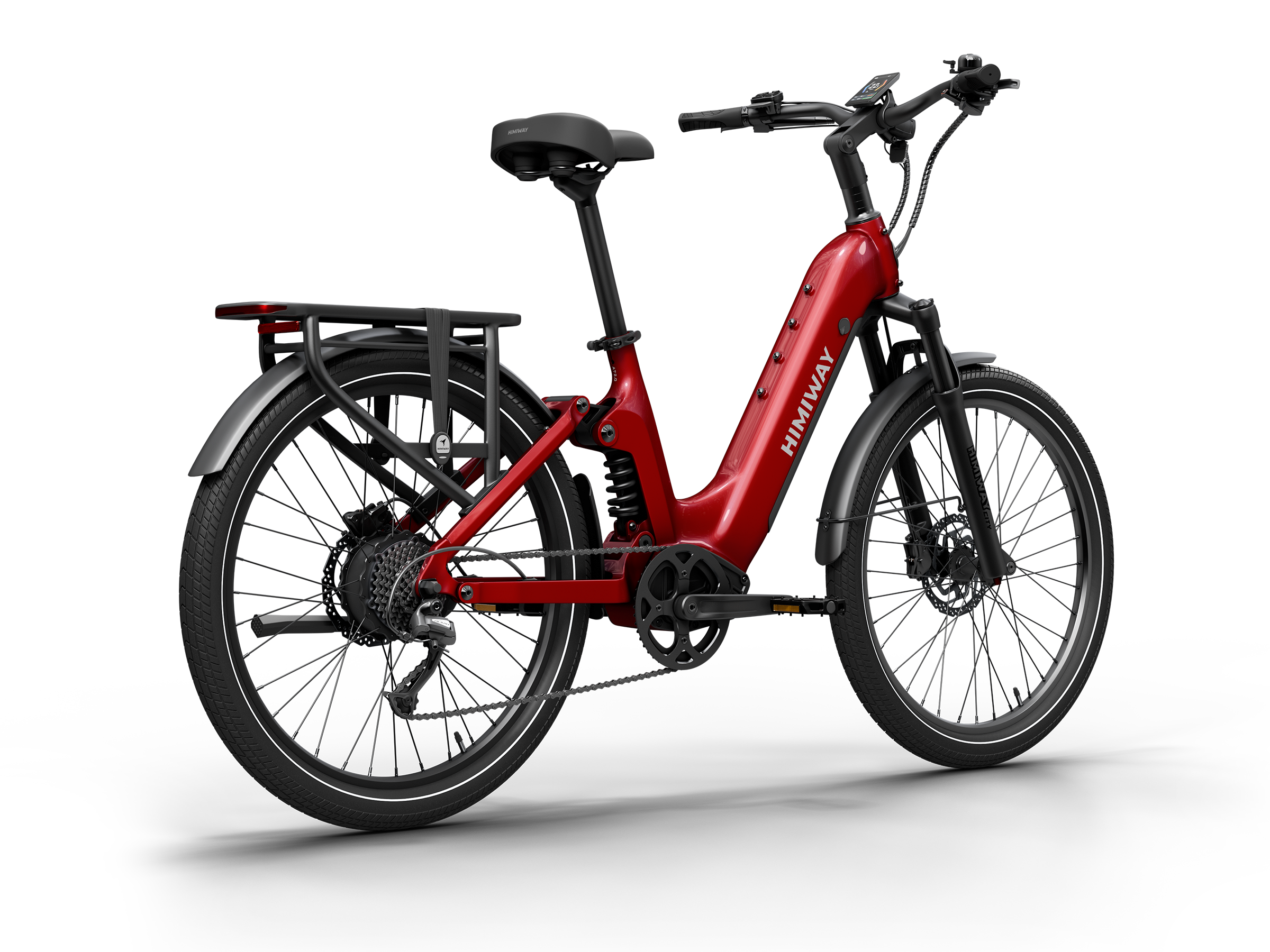 Himiway A7 Commuter eBike – Red – rear three-quarter view