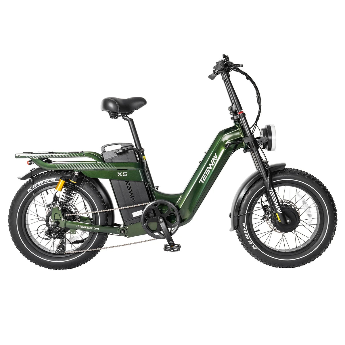 Tesway X5 AWD Step-Thru Dual-Motor Fat Tire Electric Bike, 52V 60Ah