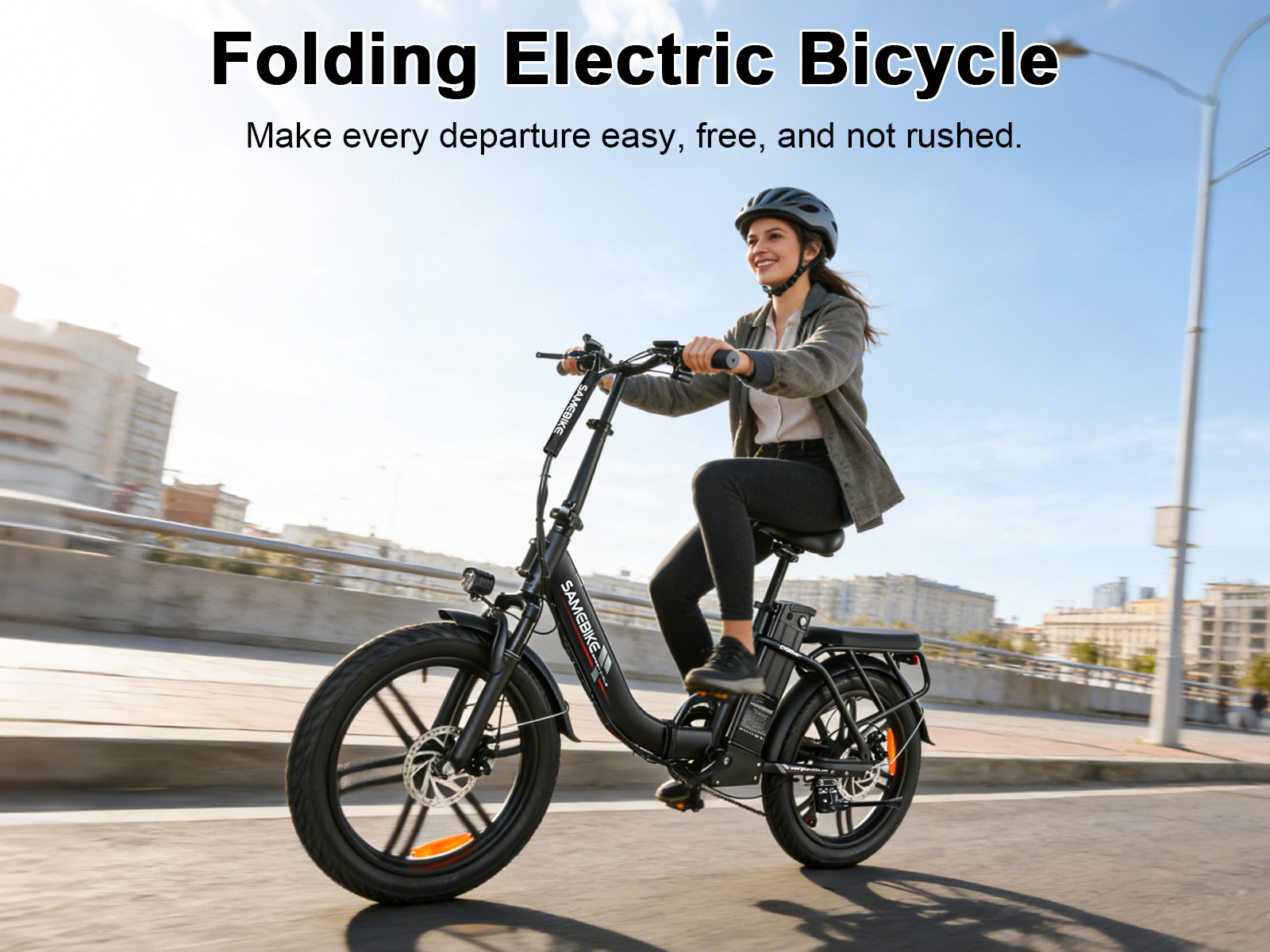 Samebike CY20 Pro Folding Commuter Electric Bike, Solid Wheel