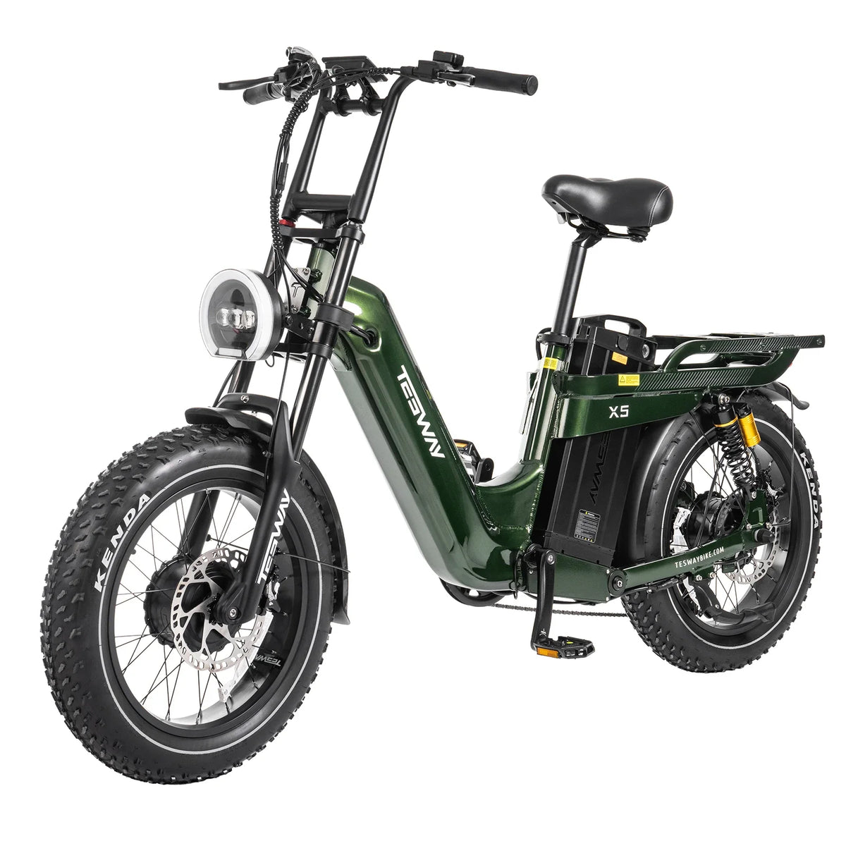 Tesway X5 AWD Step-Thru Dual-Motor Fat Tire Electric Bike, 52V 60Ah