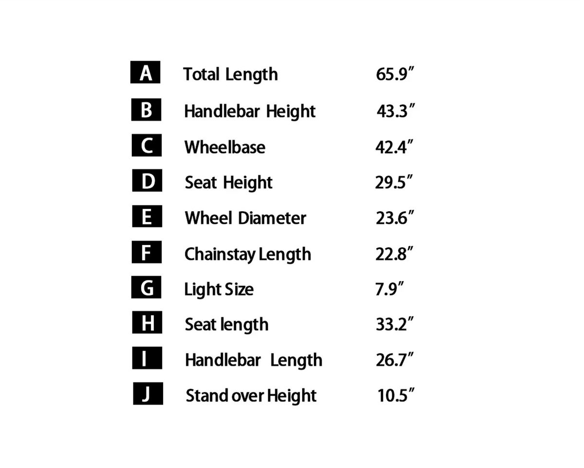 Qiolor NOVA geometry table: length, seat height, wheelbase and stand-over