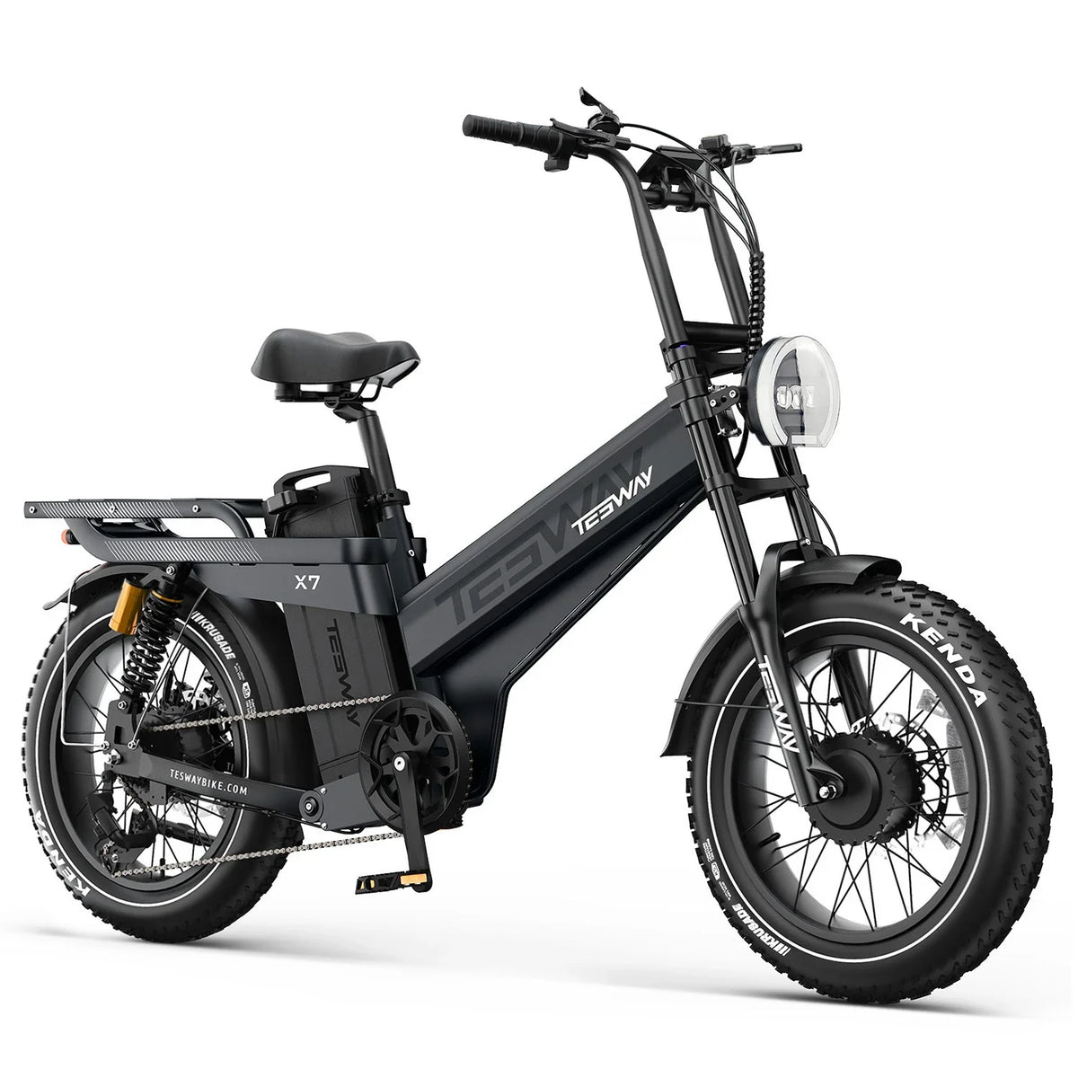 Tesway X7 AWD Dual-Motor Fat Tire Electric Bike, 3600W Peak, 52V 60Ah