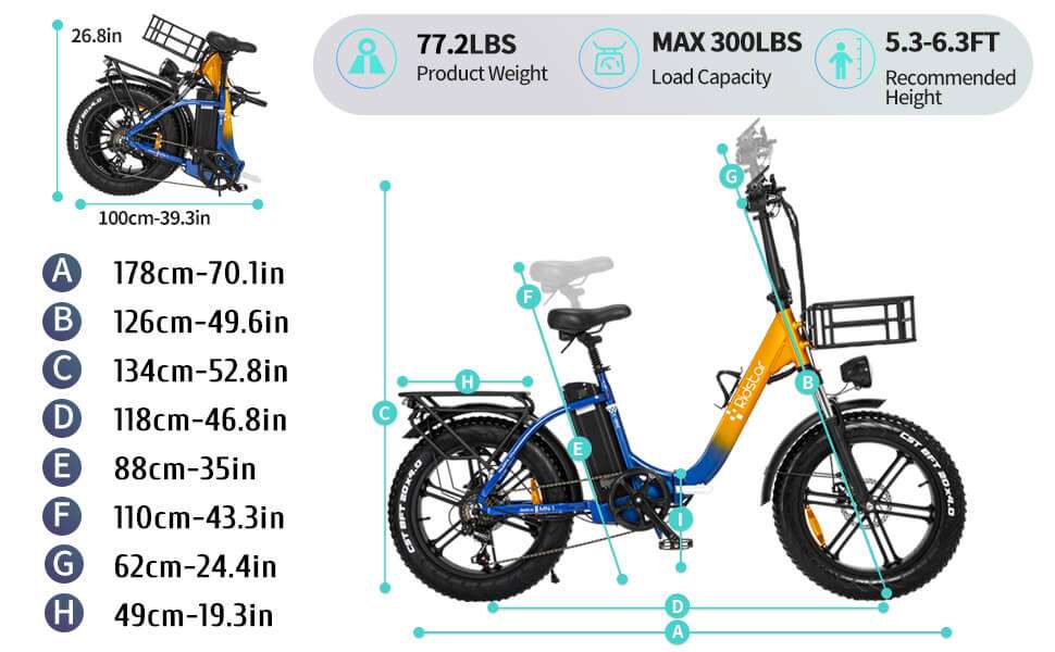 Ridstar MN20 1000W Fat Tire Folding Electric Bikes