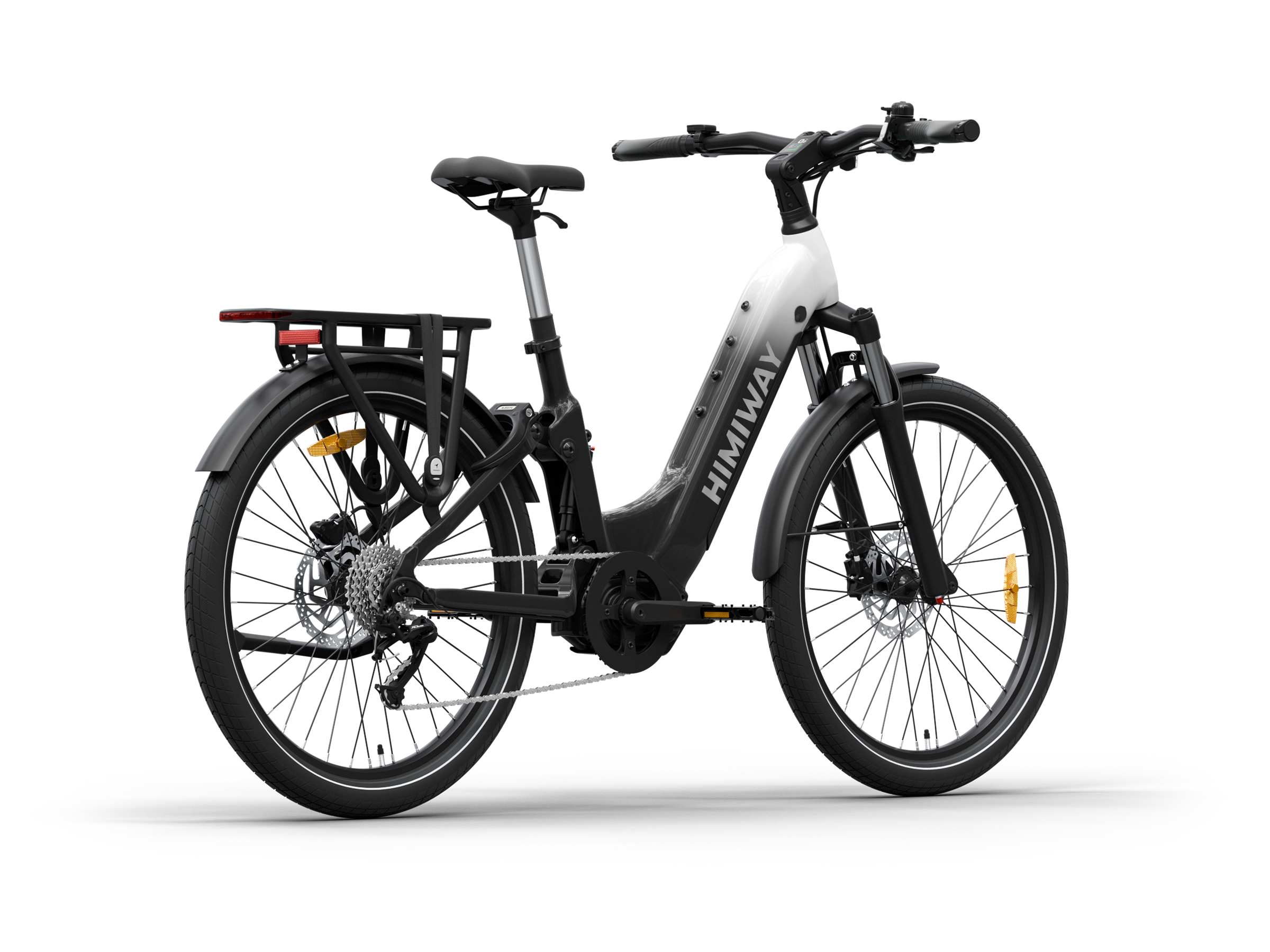 Himiway A7 Pro Commuter eBike – Black & White Gradient – rear three-quarter view
