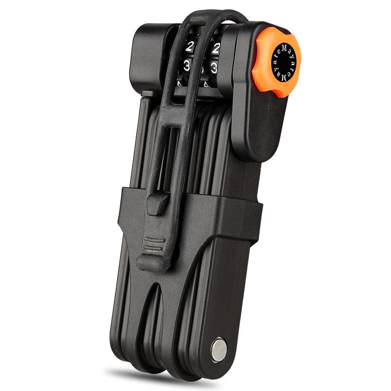 VTUVIA folding lock folded, with the combination dials and an orange release