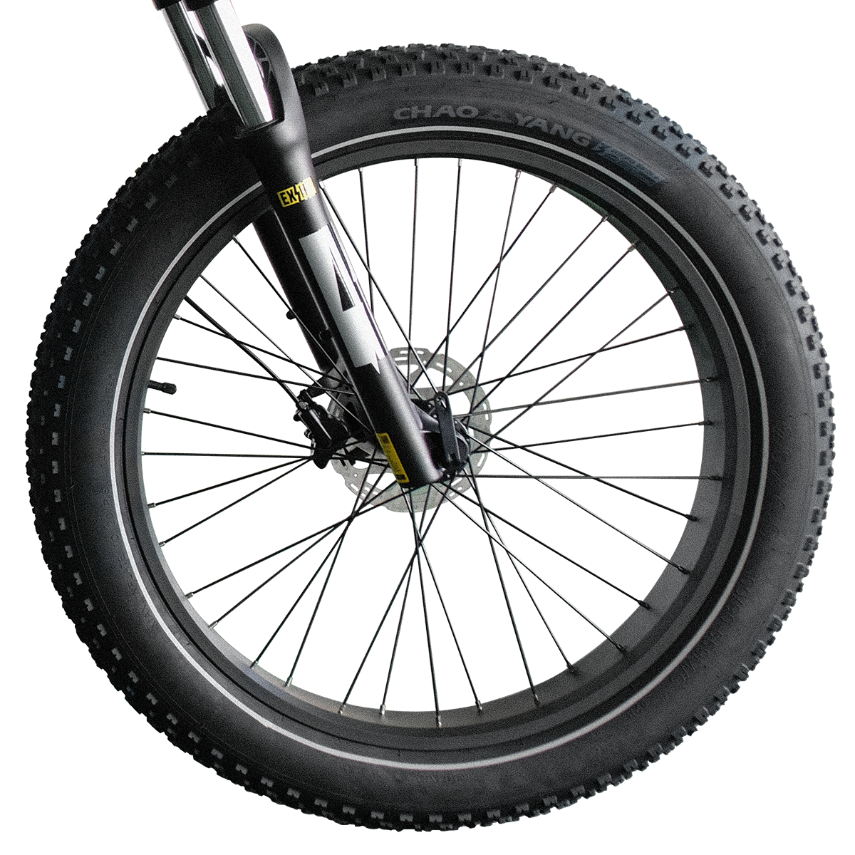 VTUVIA reflective fat tire on a silver rim