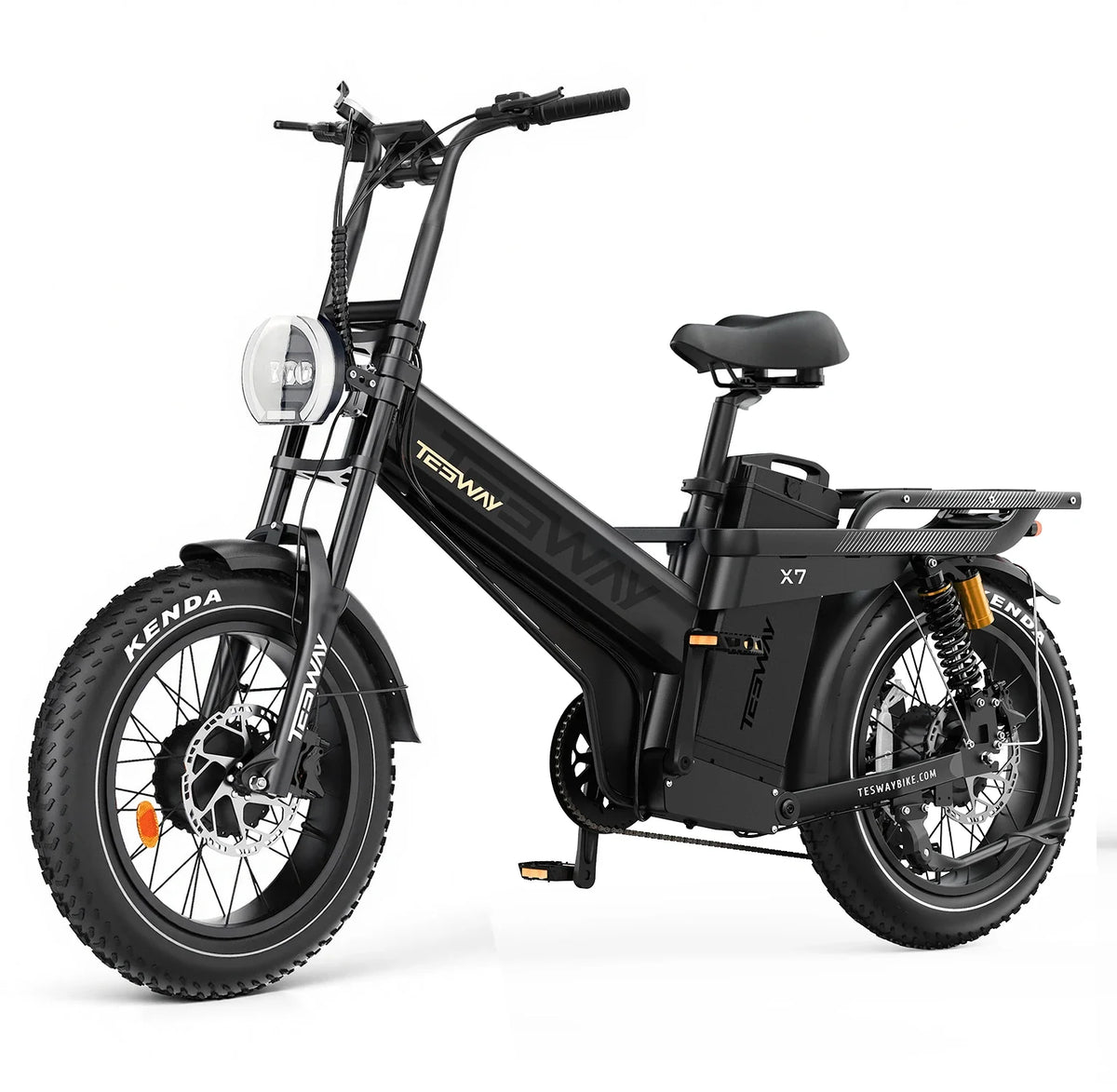 Tesway X7 AWD Dual-Motor Fat Tire Electric Bike, 3600W Peak, 52V 60Ah