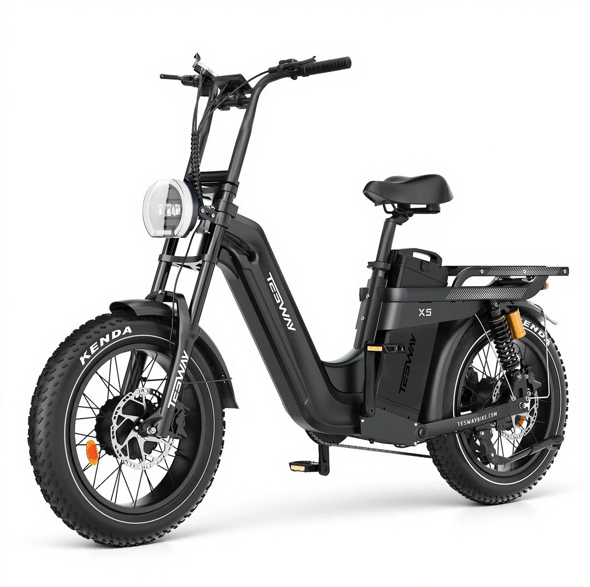 Tesway X5 AWD Step-Thru Dual-Motor Fat Tire Electric Bike, 52V 60Ah
