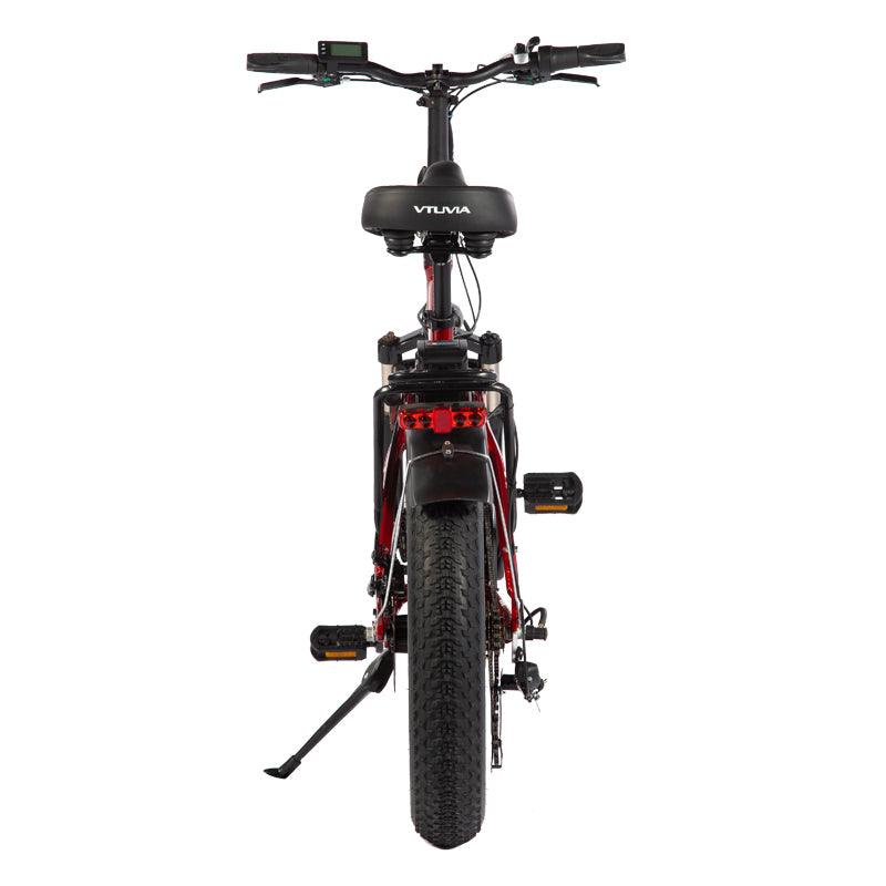 A red VTUVIA SX20 on its kickstand, from behind
