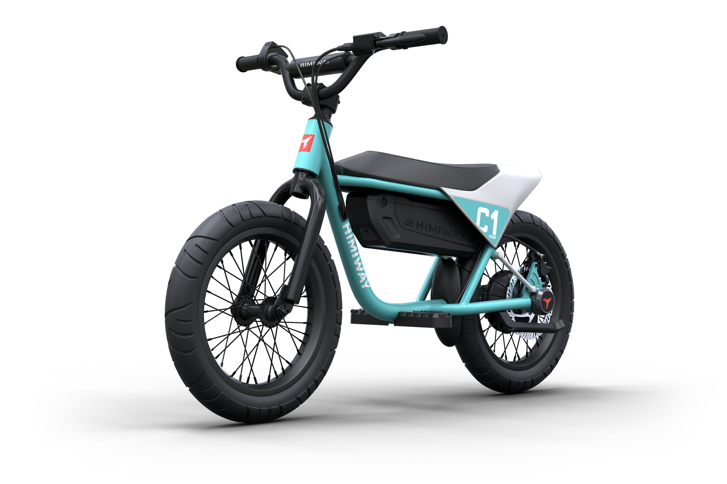 Himiway C1 Kids eBike in Cyan – front three-quarter right view