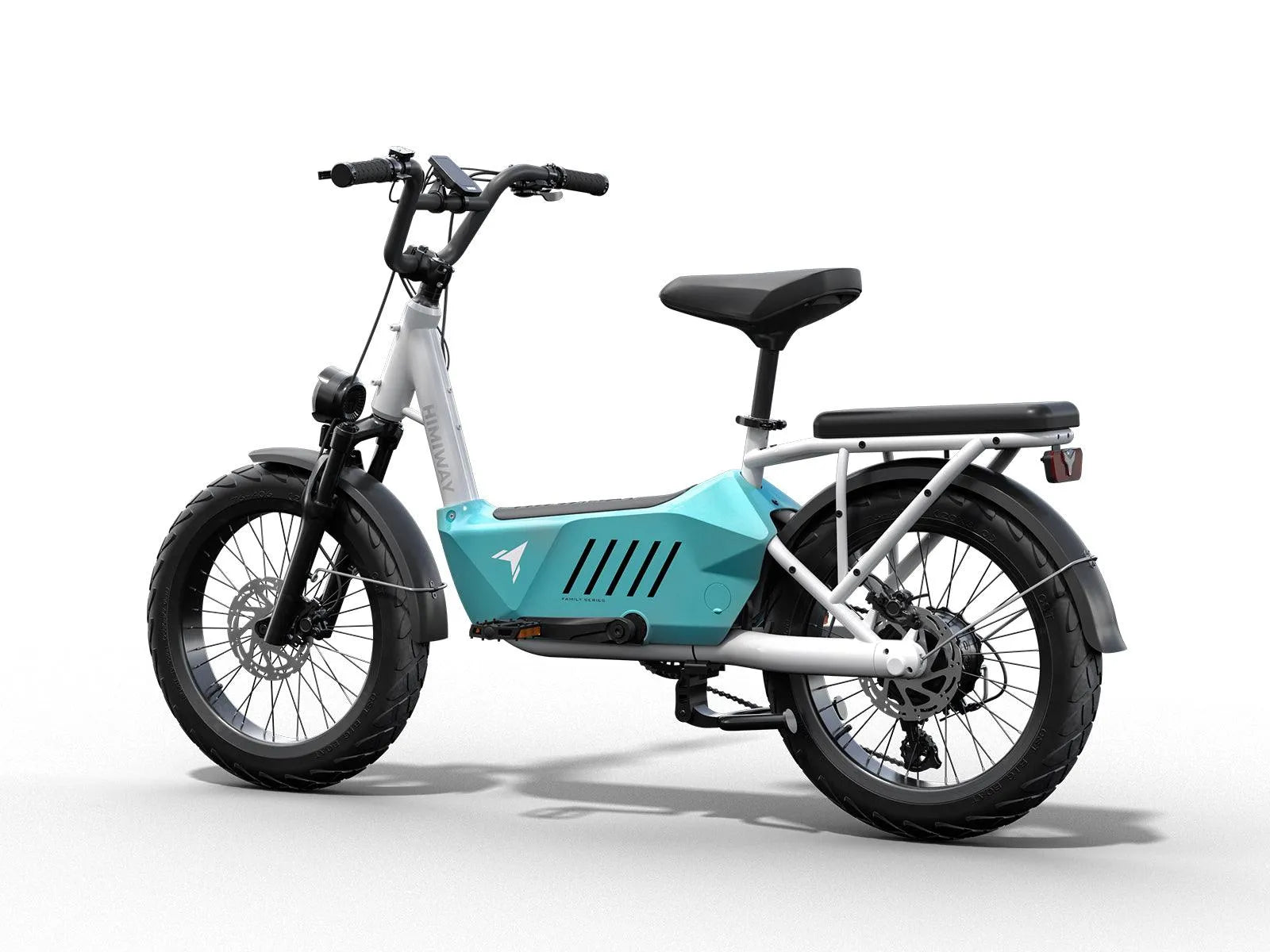 Himiway C3 Cargo eBike in Ocean Blue – rear three-quarter view