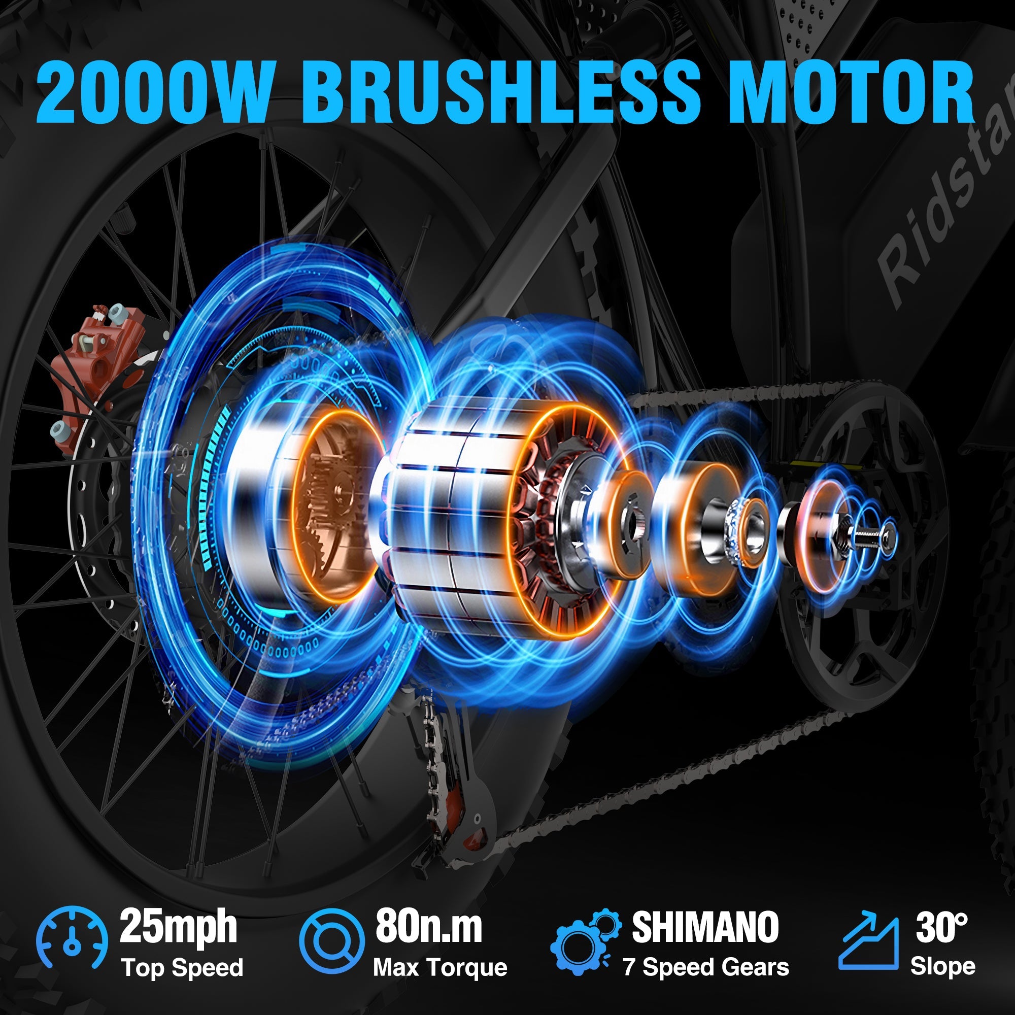 Ridstar® Q50 2000W 25AH Fat Tire Electric Bike