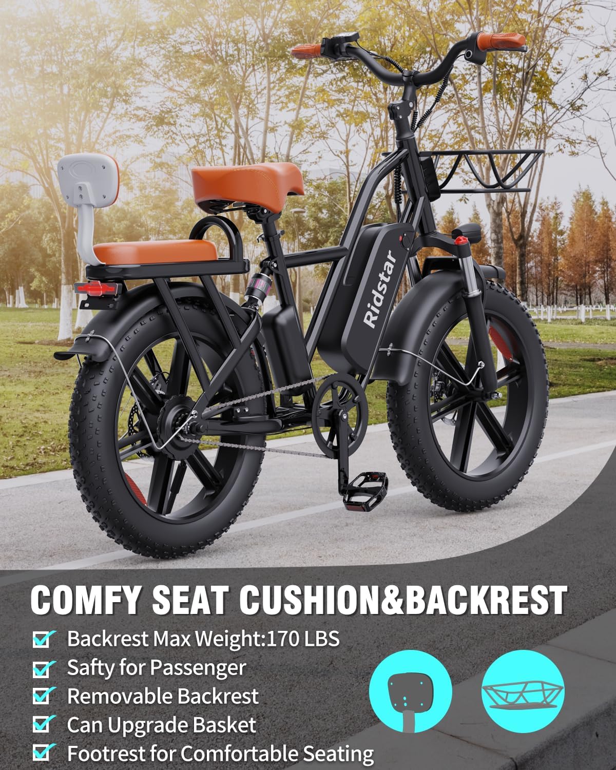 Ridstar® FM001 2-Seater Fat Tire Electric Bike