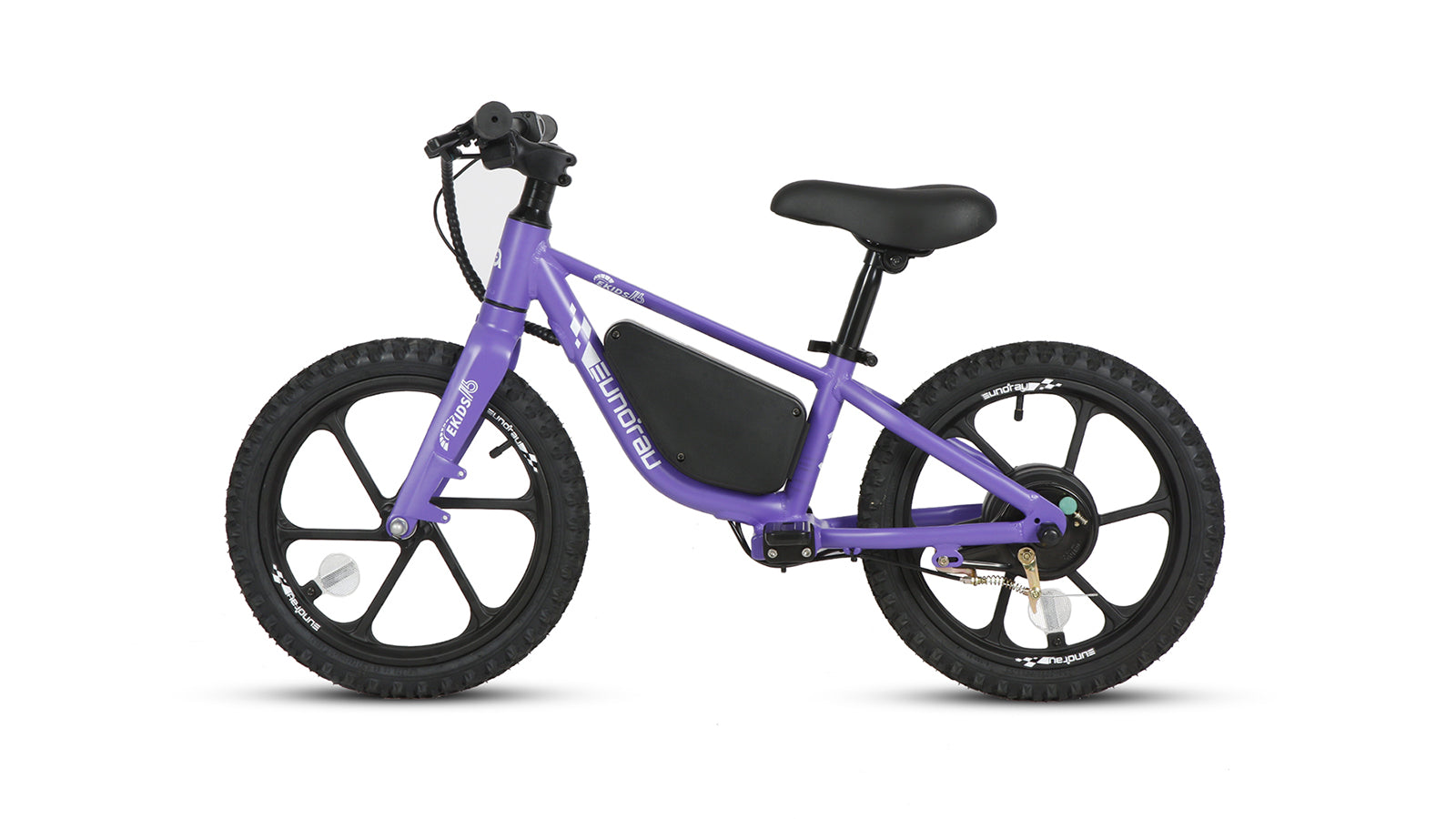 Eunorau EKIDS16 Electric Balance Bike (16") – Purple – front three-quarter left view