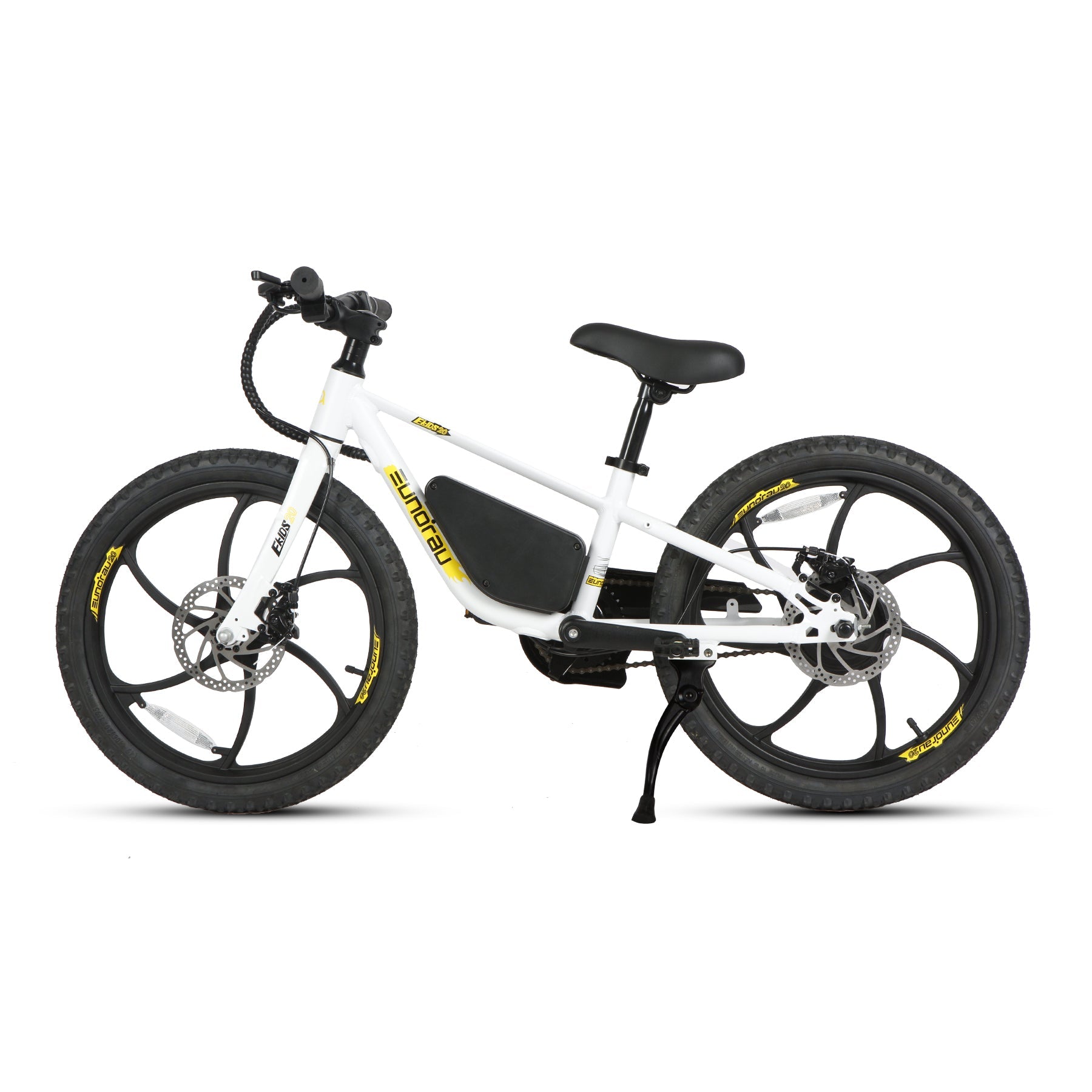Eunorau EKIDS20 Kids Electric Bike (20") – Cloud White – front three-quarter left view