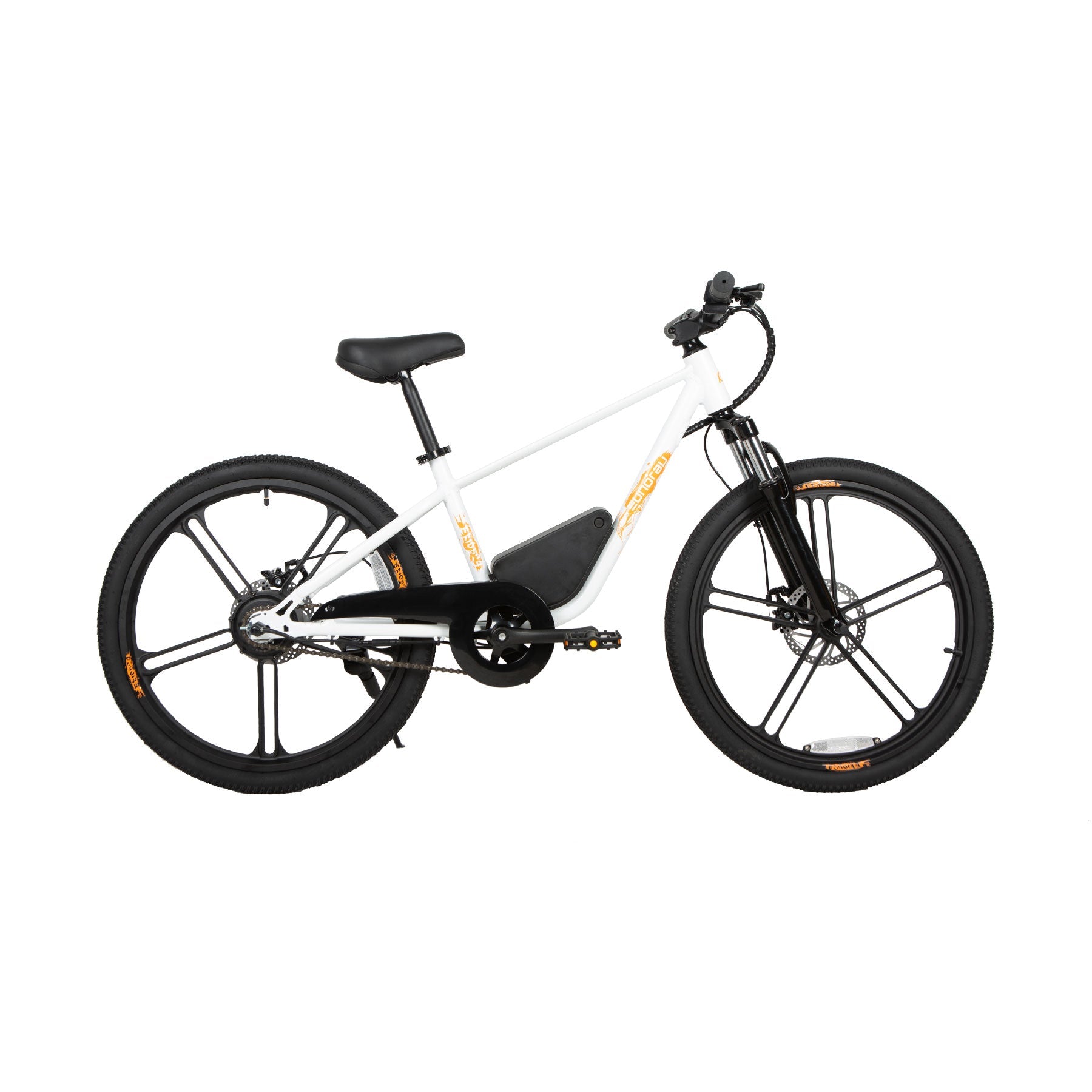 Eunorau EKIDS24 Kids Electric Bike (24") – Cloud White – front three-quarter right view