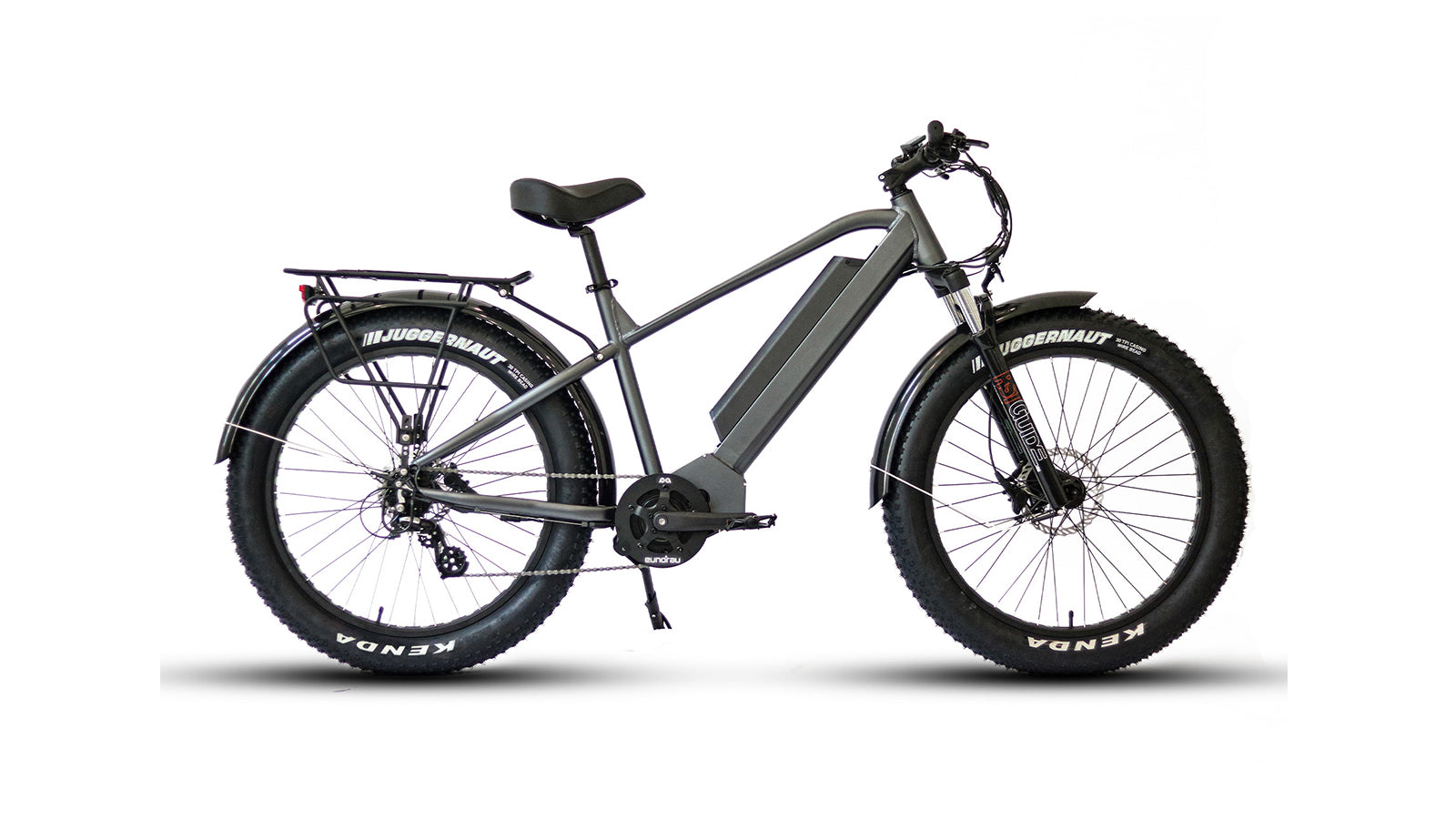 Eunorau FAT-HD 1.0 Pro Mid-Drive Fat eBike (Hunter X7) – Gray – front three-quarter left view