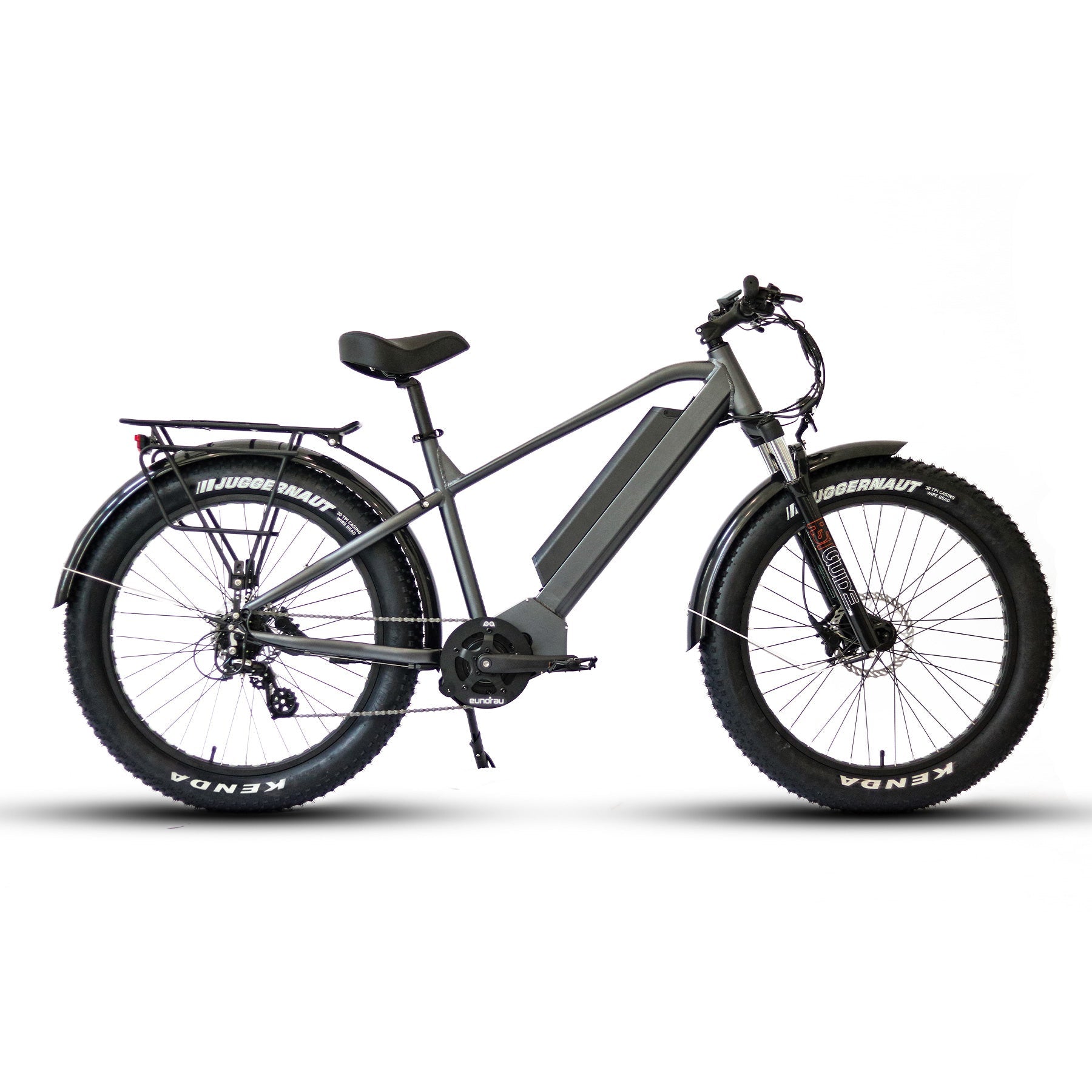Eunorau FAT-HD 1.0 Pro Mid-Drive Fat eBike (Hunter X7) – Gray – front three-quarter right view