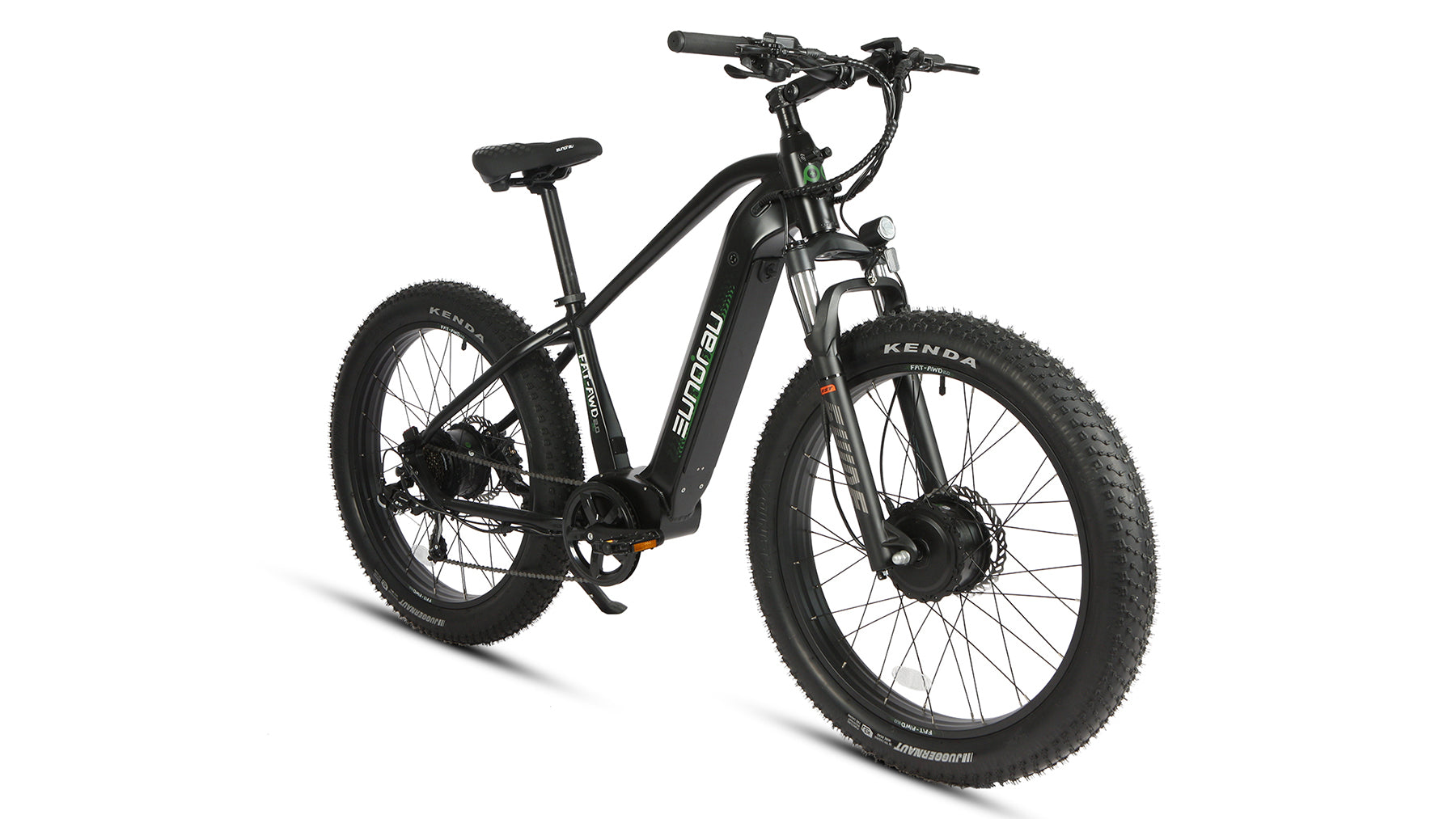 Eunorau FAT-AWD 2.0 All-Wheel-Drive Fat eBike – Raven – rear three-quarter view
