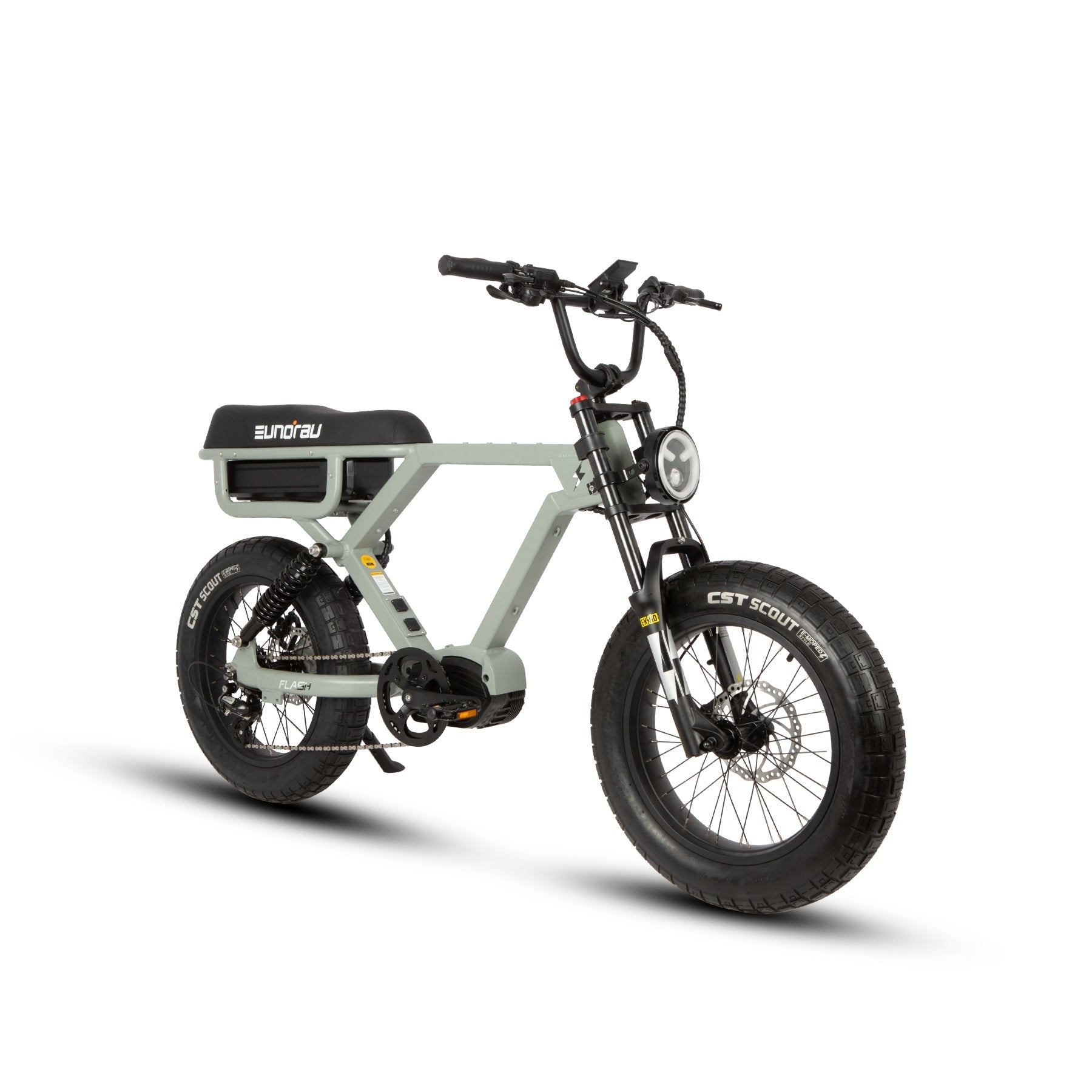 Eunorau FLASH 2.0 Mid-Drive Moto eBike – Lunar Dust – left side view