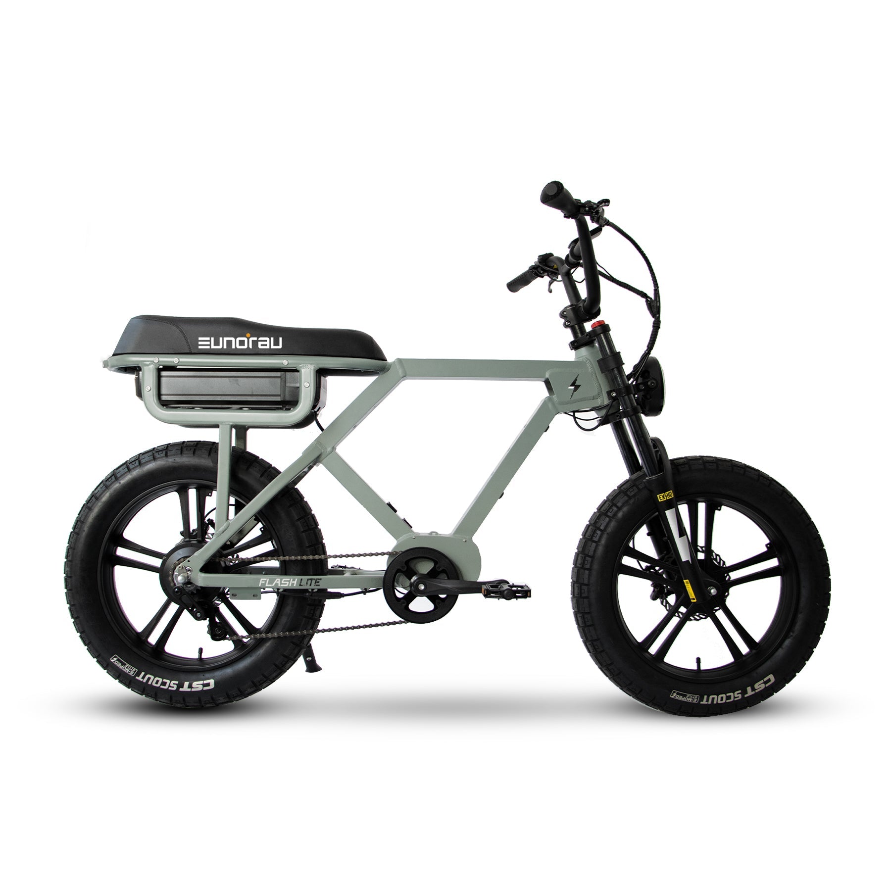 Eunorau FLASH LITE 2.0 Moto eBike – Lunar Dust – front three-quarter right view