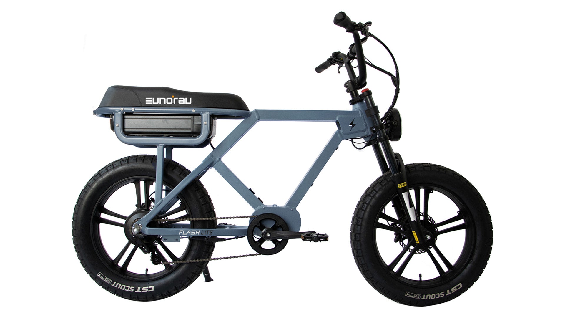 Eunorau FLASH LITE 2.0 Moto eBike – Moon Black – front three-quarter right view