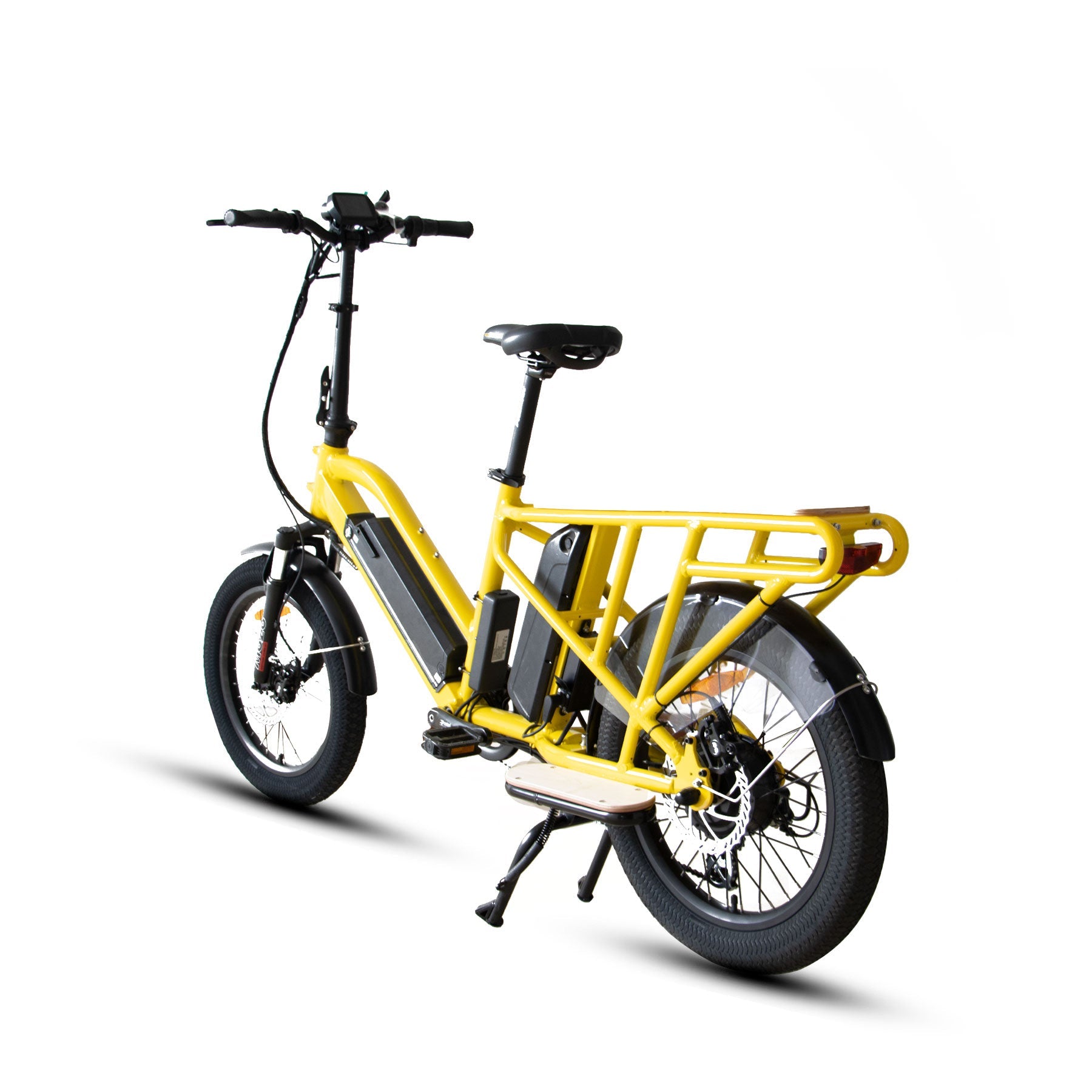 Eunorau G30-CARGO 2.0 Cargo eBike – Yellow – rear three-quarter view