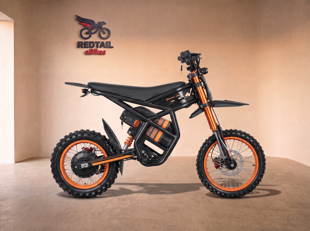 GT54 Electric Mini Motorbike for Teenagers & Adults, side profile in the Redtail eBikes studio
