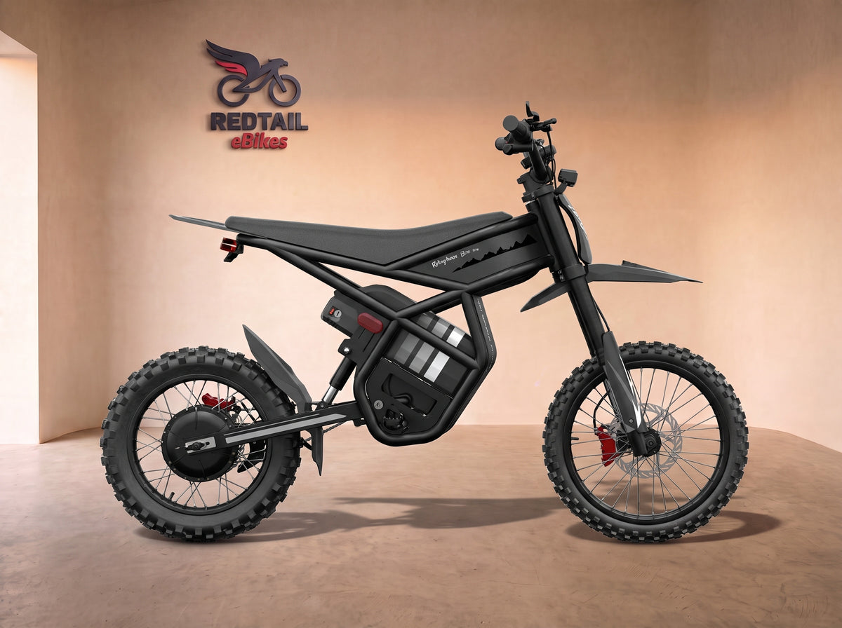 GT54 Pro Electric Mini Motorbike for Teenagers & Adults, side profile in the Redtail eBikes studio
