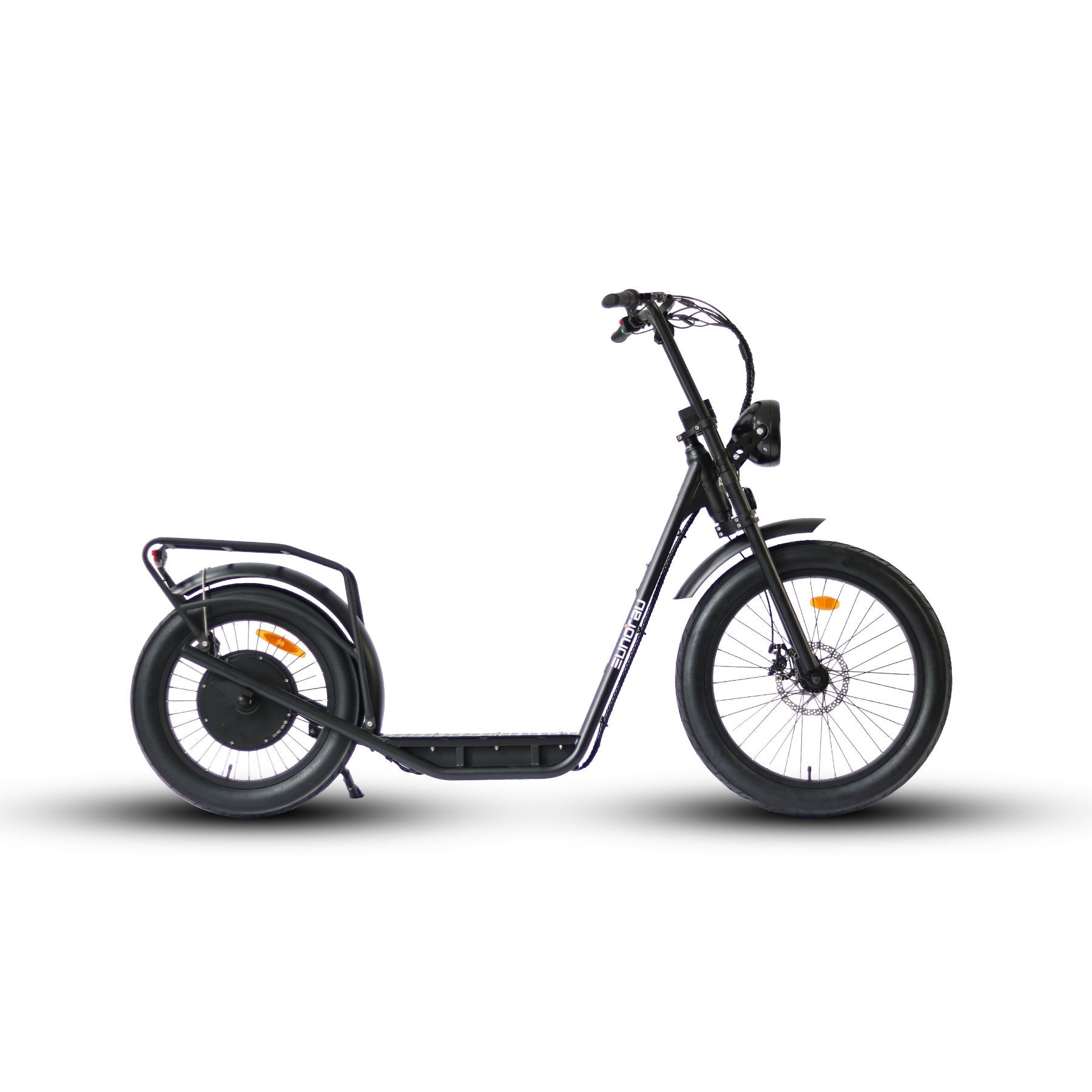 Eunorau JUMBO 1000W Stand-Up Scooter – Black – front three-quarter right view