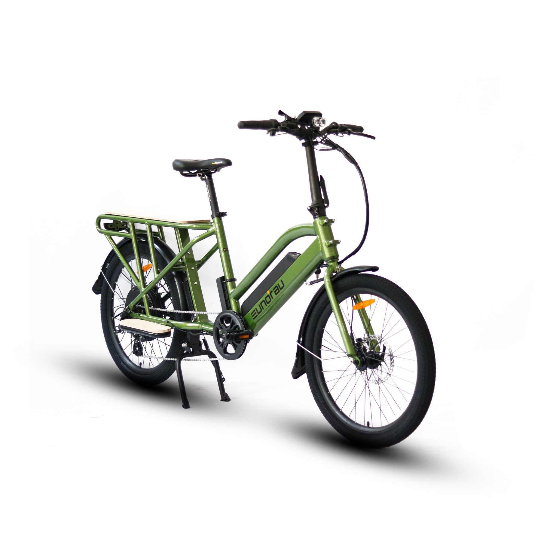 Eunorau MAX-CARGO 2.0 Cargo eBike – Green – rear three-quarter view