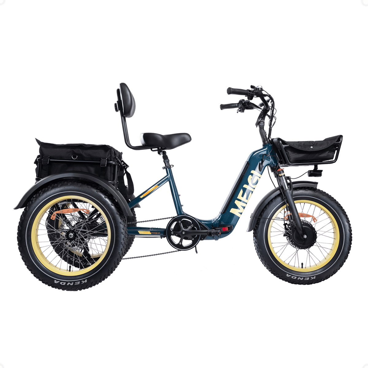 DWMEIGI MG2301 Silverado HD fat-tire electric tricycle in Green, side view