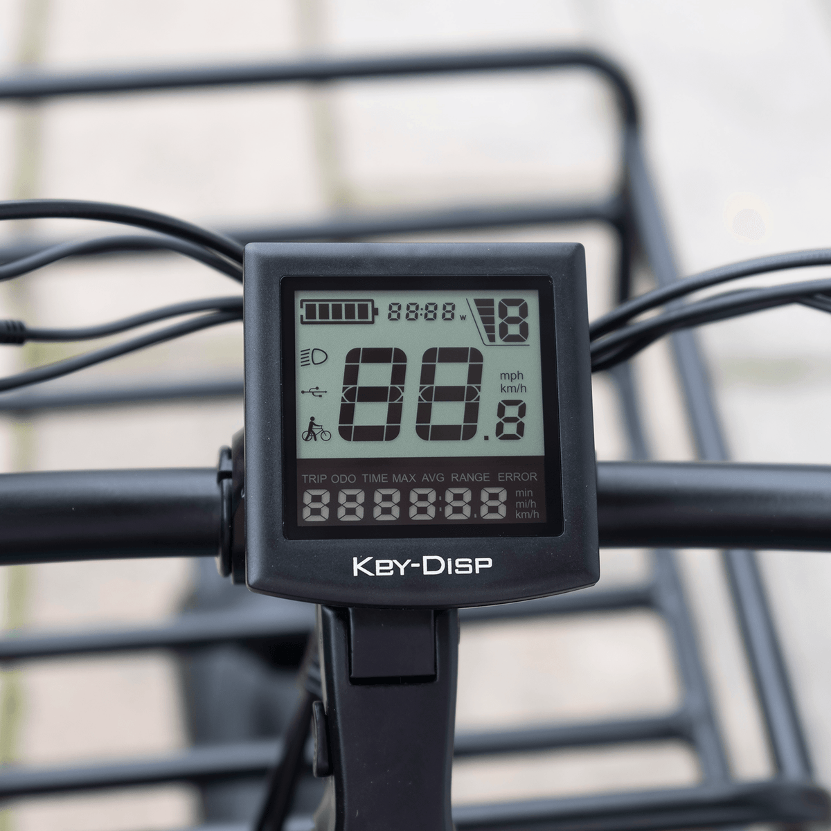 Close-up of the handlebar LCD display fitted to the Silverado