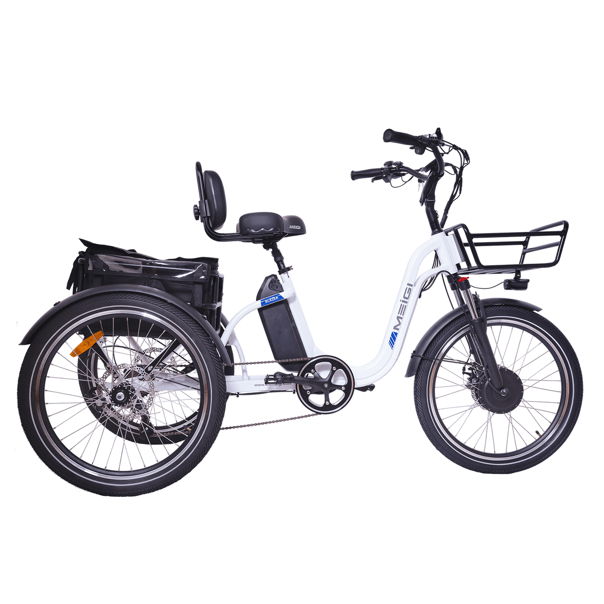 DWMEIGI MG2303 Blazer full-suspension electric trike in White, side view