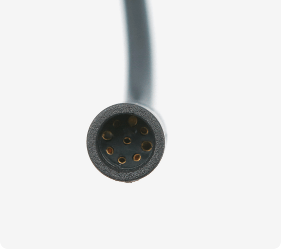 The MG708 controller's round multi-pin connector