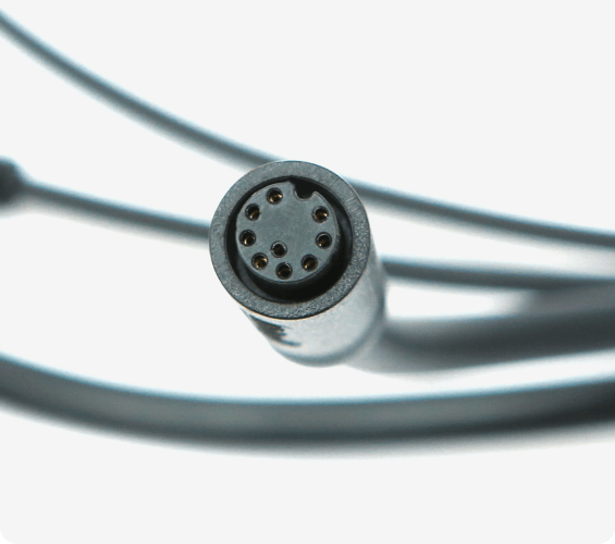Close-up of the MG708 controller's round connector