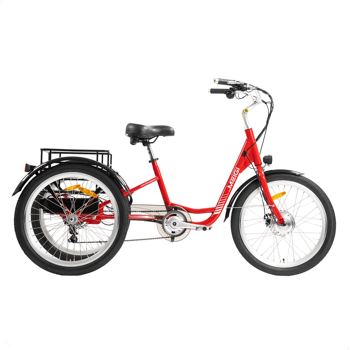 DWMEIGI MG708 Hera electric tricycle in Red, side view