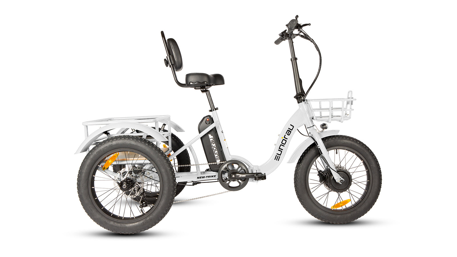 Eunorau NEW-TRIKE 2.0 Foldable Electric Trike – Cloud White – front three-quarter right view