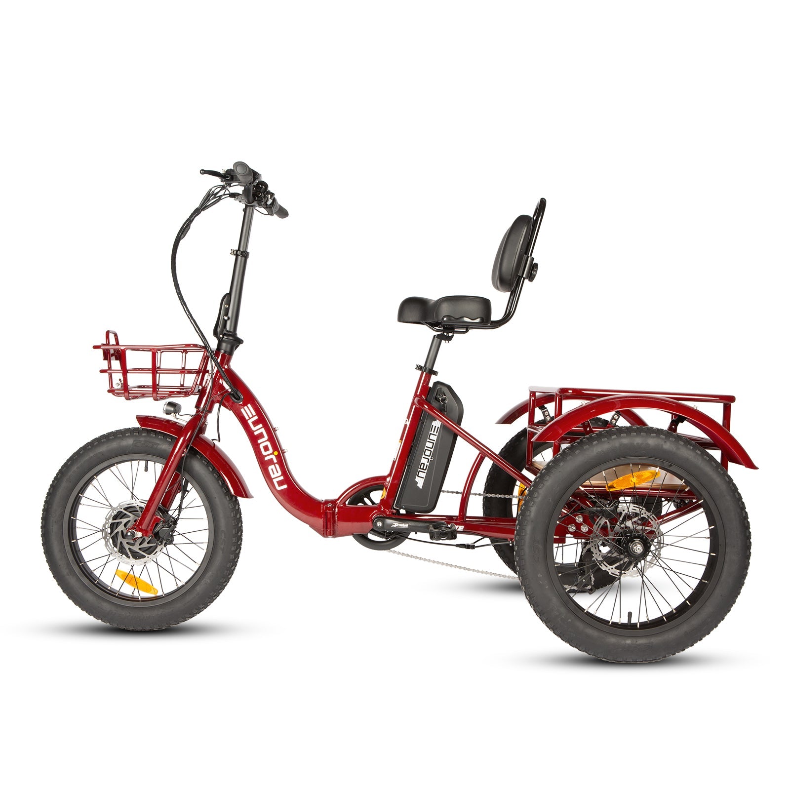 Eunorau NEW-TRIKE 2.0 Foldable Electric Trike – Deep Crimson – left side view