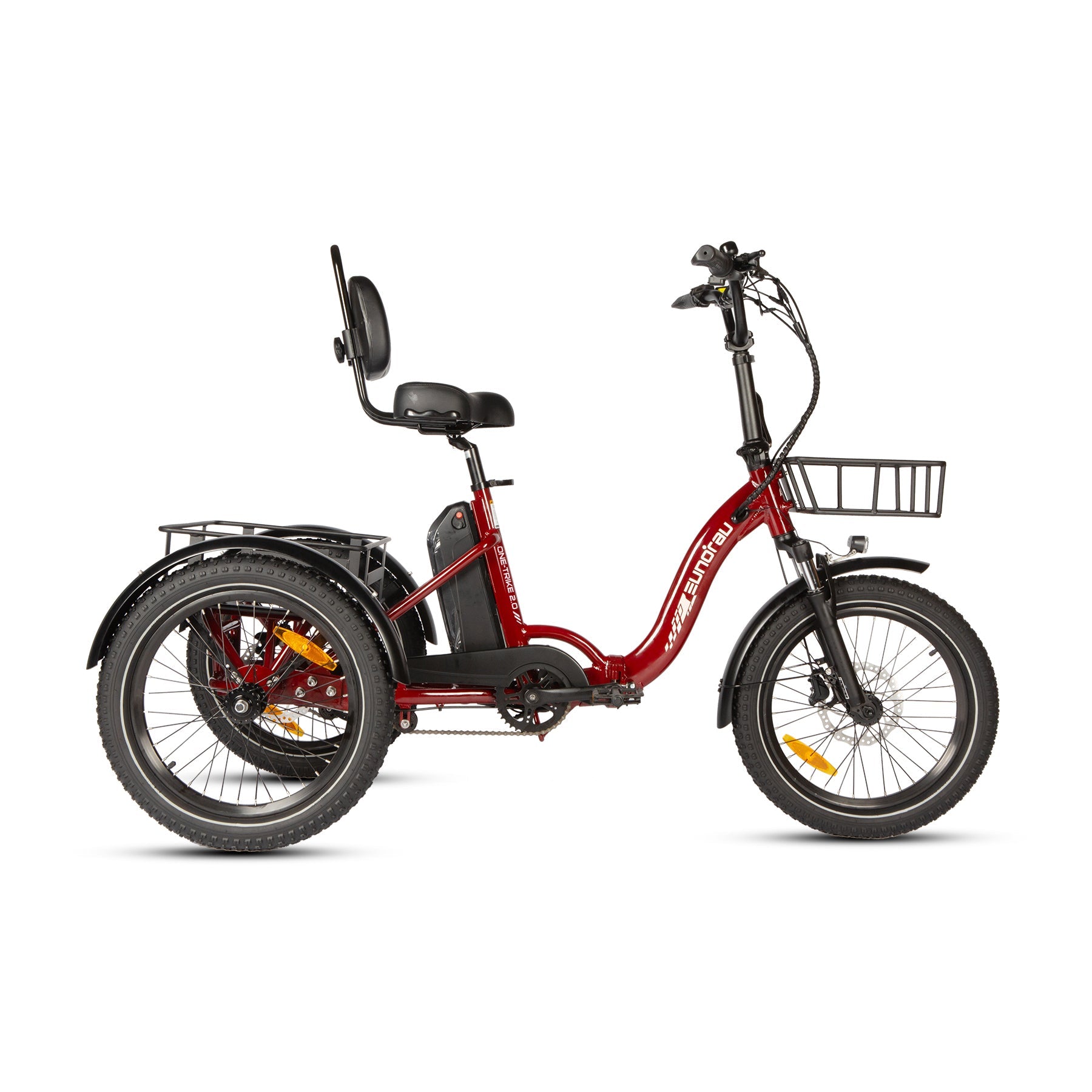 Eunorau ONE-TRIKE 2.0 Rear-Drive Electric Trike – Deep Crimson – front three-quarter right view