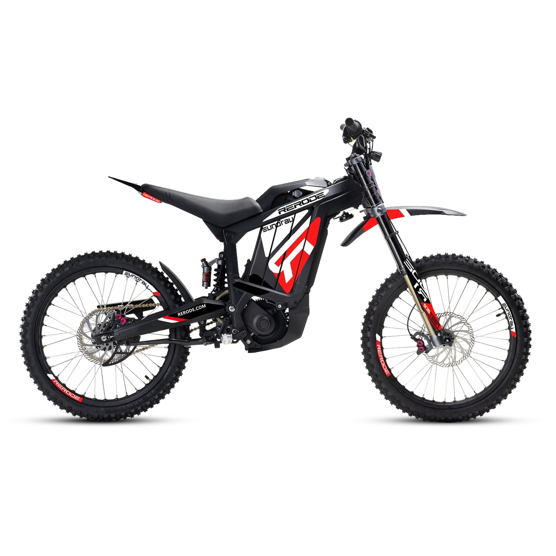 Eunorau R1 Electric Dirt Bike – Black – front three-quarter left view