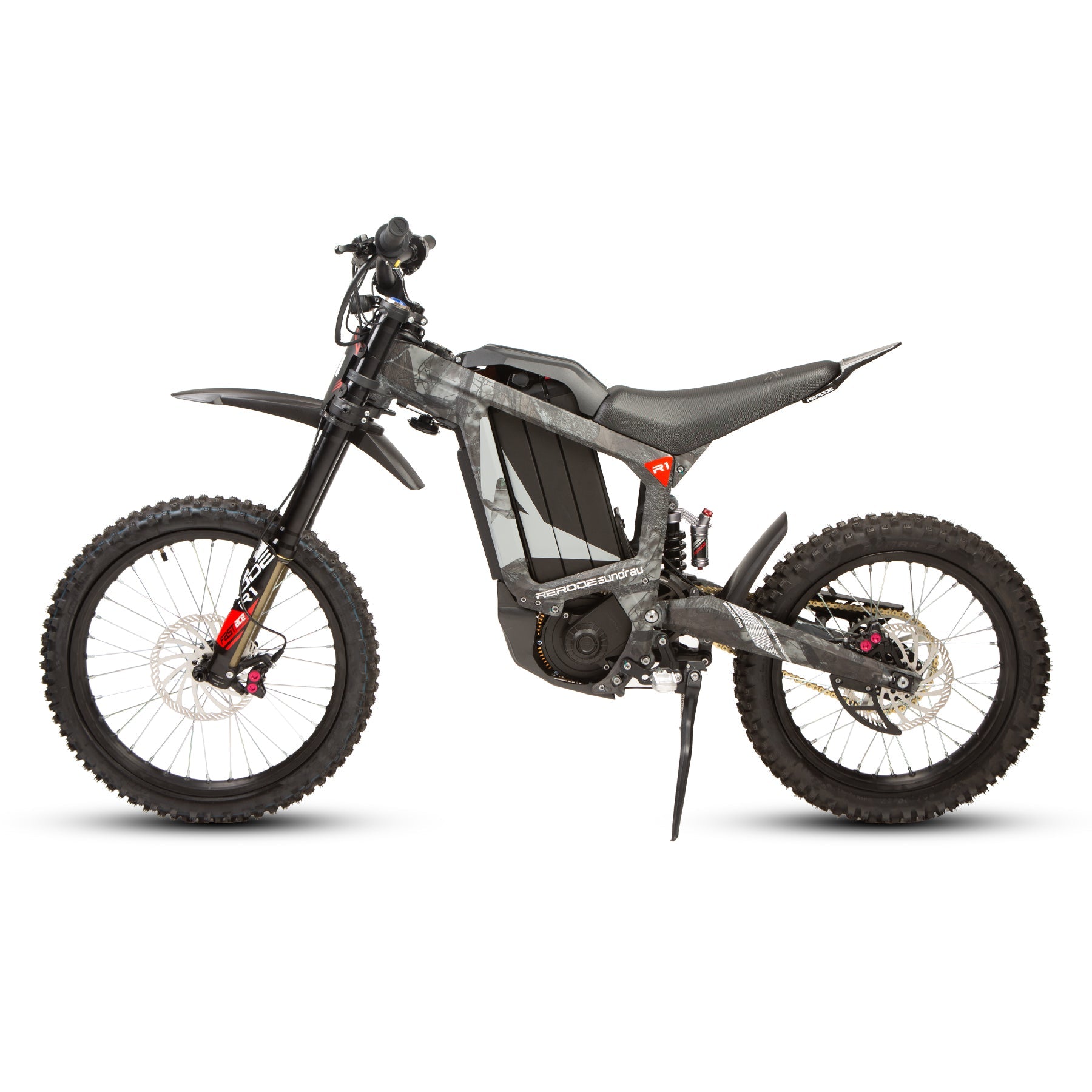 Eunorau R1 Electric Dirt Bike – Maple – front three-quarter left view