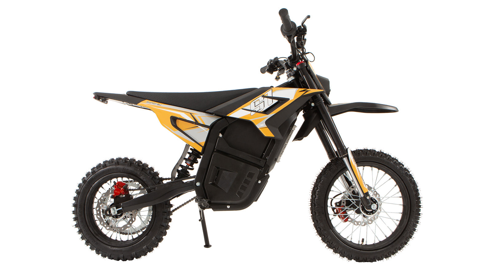 Eunorau S1 Electric Dirt Bike (Kids/Teen) – Orange – front three-quarter right view